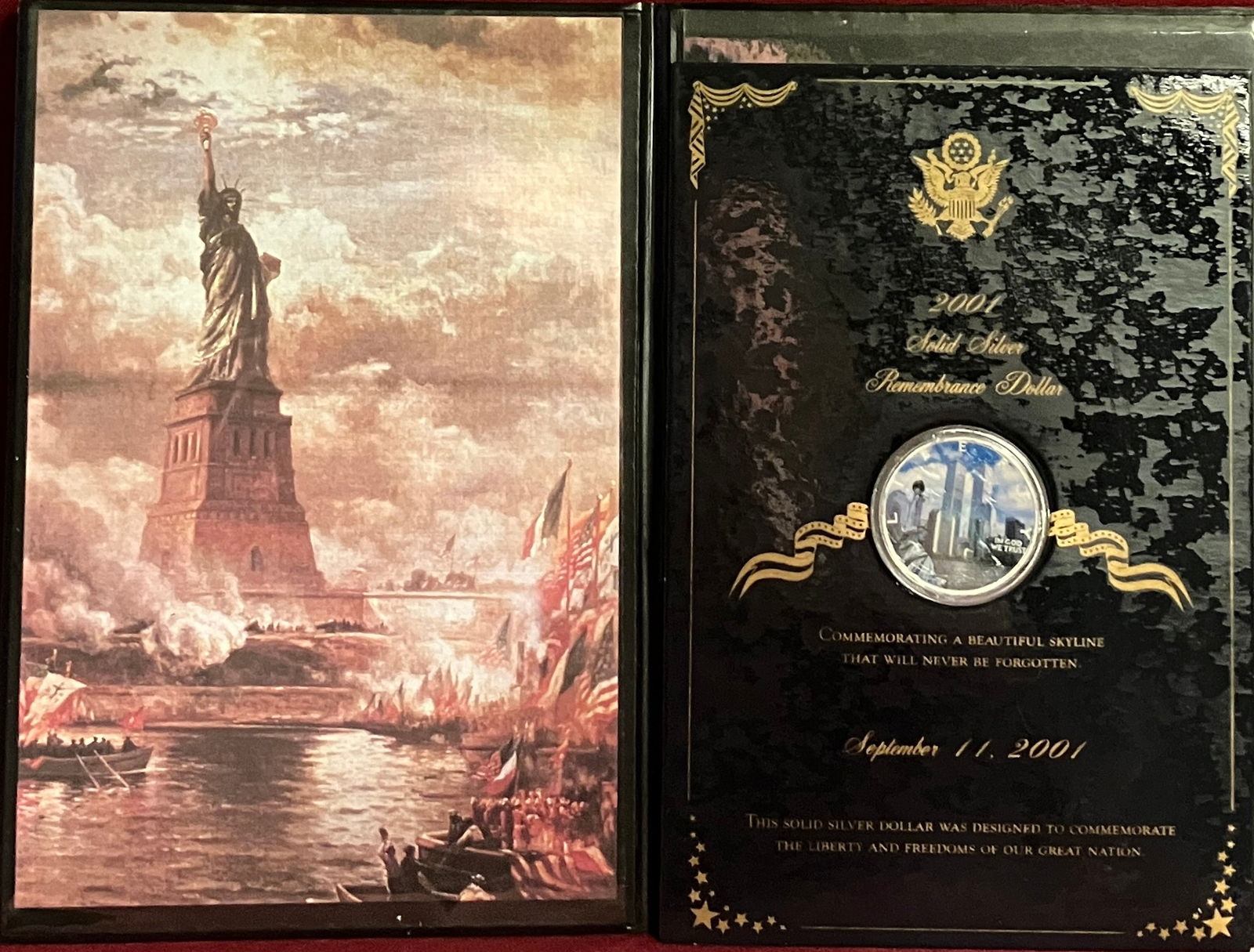 Colorized 2001 One Ounce .999 Fine Silver Eagle - 9/11 Commemorative Folio (1 of 6)