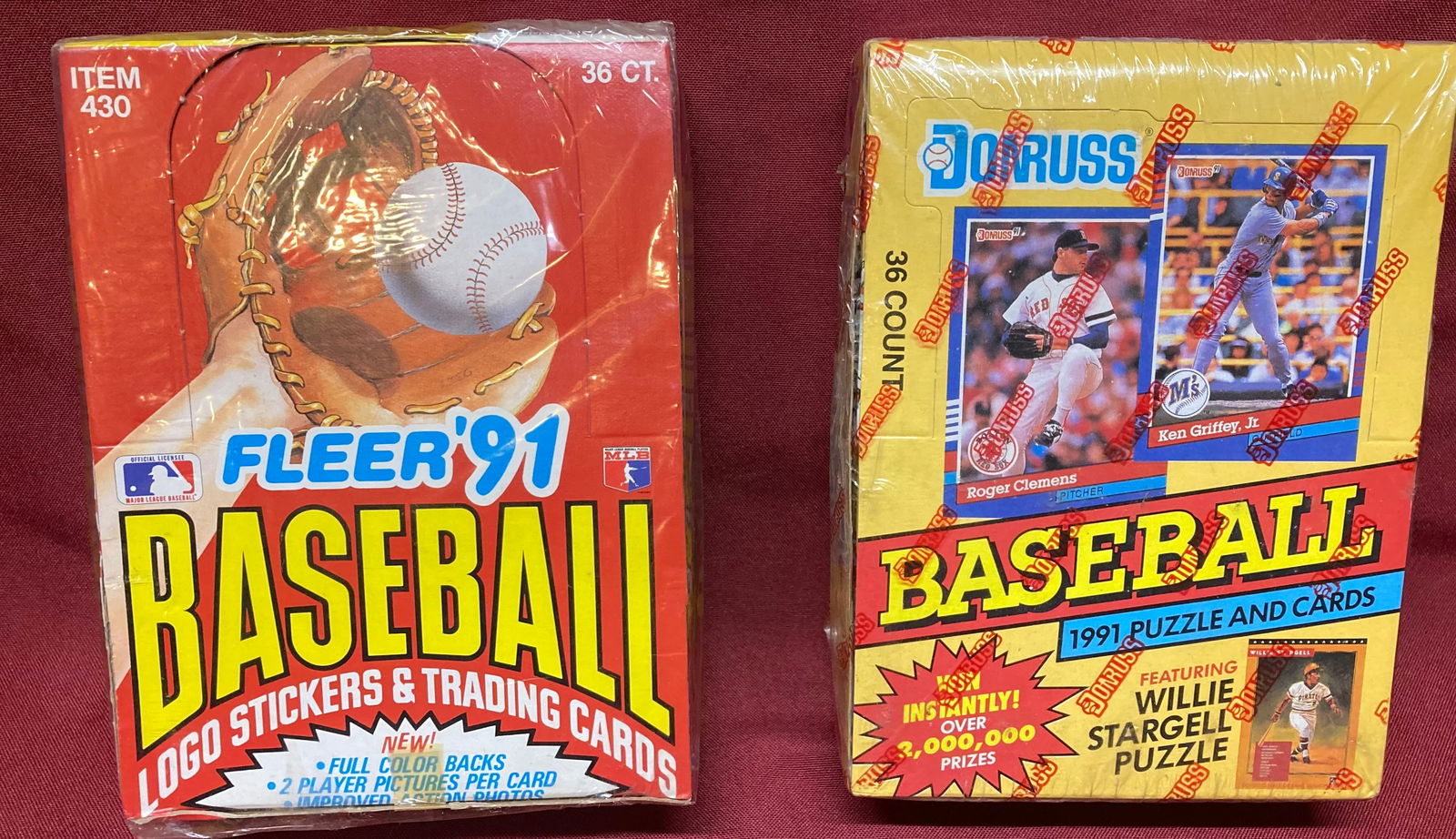 Two New Factory Sealed 1991 Fleer & Donruss Boxes of Baseball Card Packs (1 of 4)