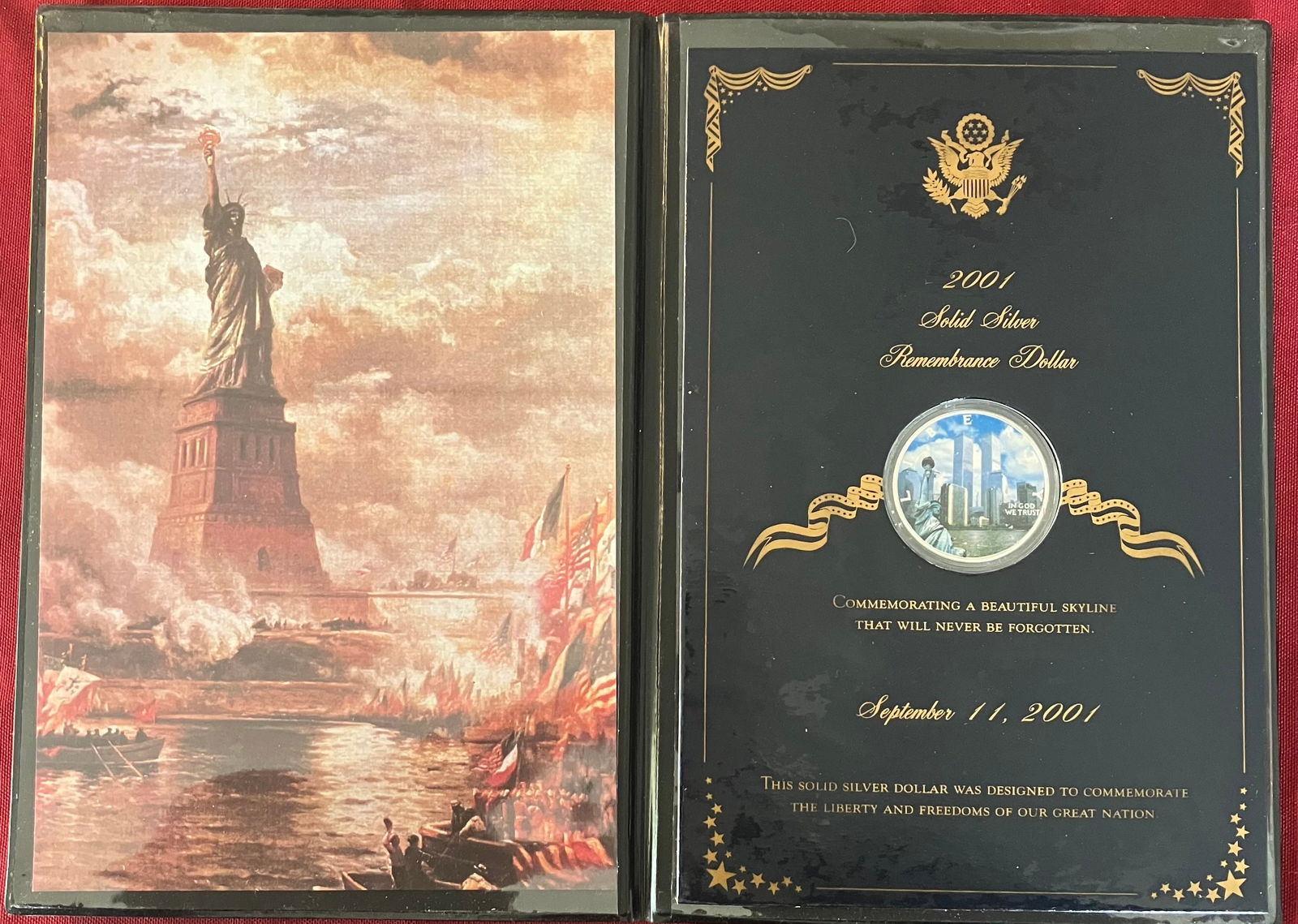 Colorized 2001 One Ounce .999 Fine Silver Eagle - 9/11 Commemorative Folio (1 of 5)