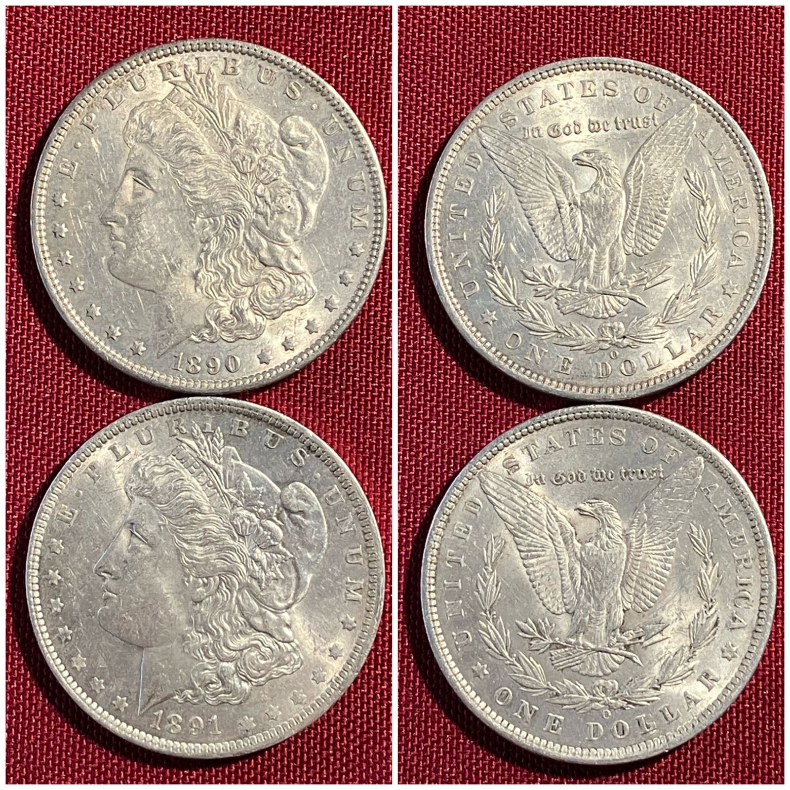 Two Morgan Silver Dollars - 1890-O & 1891-O (1 of 2)
