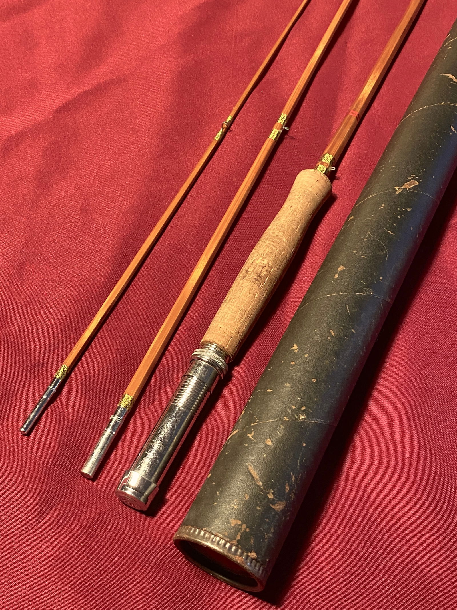 Three Piece Antique Bamboo Fly Rod with Tube - Length of Pieces in Photos (1 of 4)