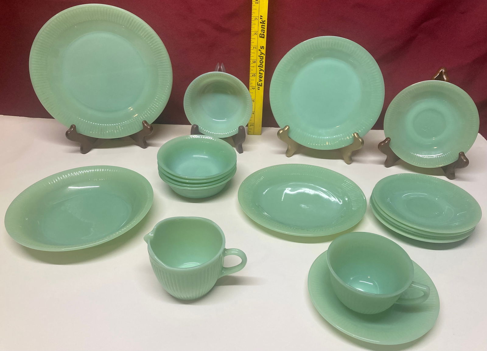 Seventeen Pieces Fire King Jadeite - 9" Plate, 5" Dish, and More (1 of 4)