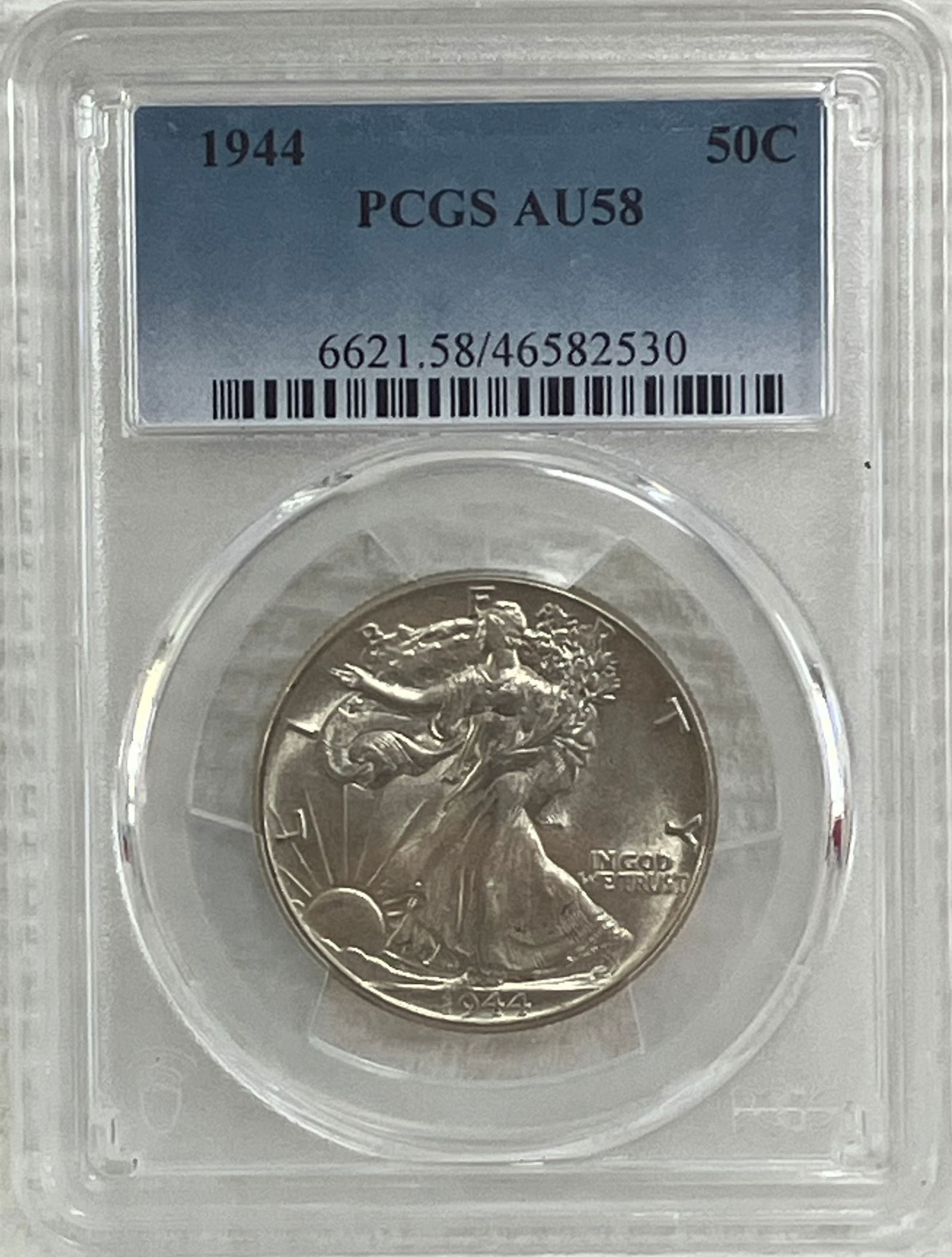 Graded 1944 Walking Liberty Silver Half Dollar - AU58 by PCGS (1 of 3)
