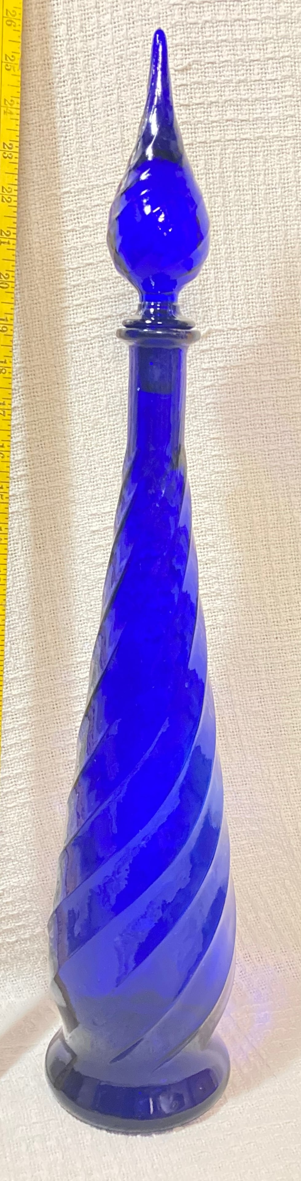 Empoli Italy Cobalt Blue Genie Swirl Bottle with Stopper - MCM (1 of 4)