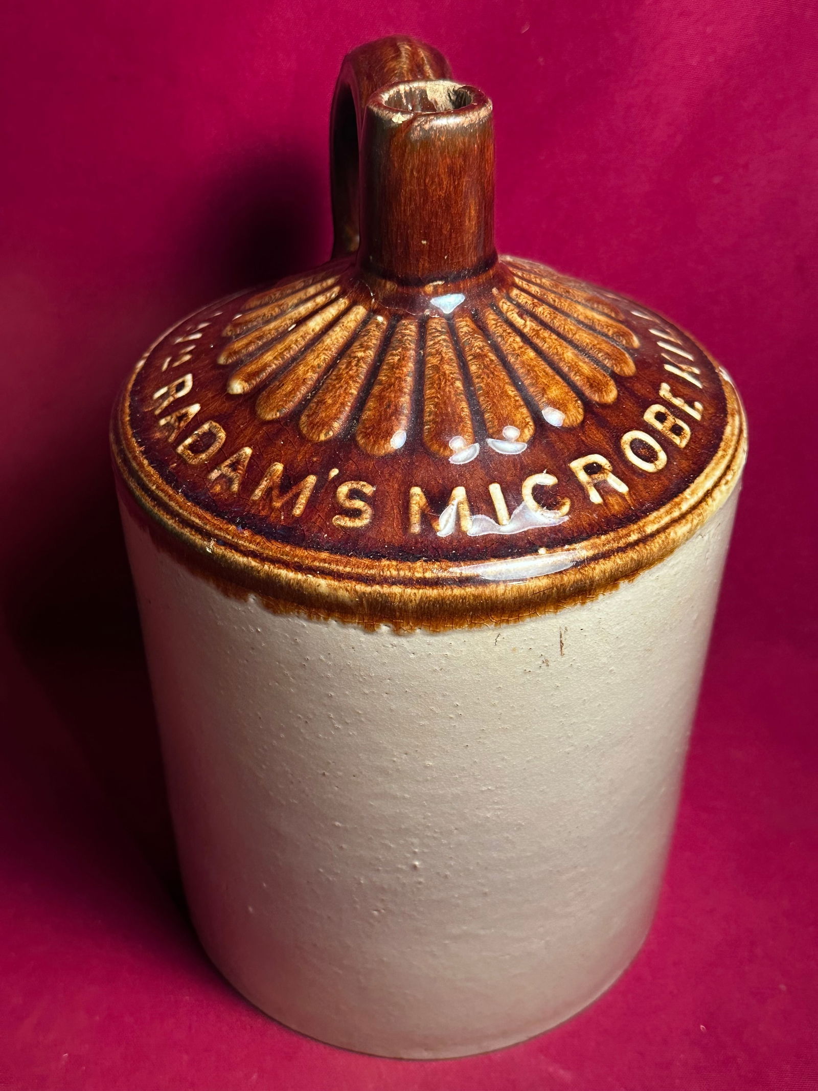 Stoneware Jug with Brown Slip Glaze Top - Wm. Radam's Microbe Killer (1 of 5)