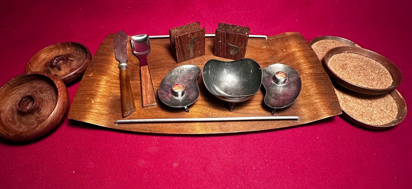 Mid-Century Modern Danish Serveware and Candlestick - Some Marked Made in Denmark: Mid-Century Modern Danish Serveware and Candlestick - Some Marked Made in Denmark