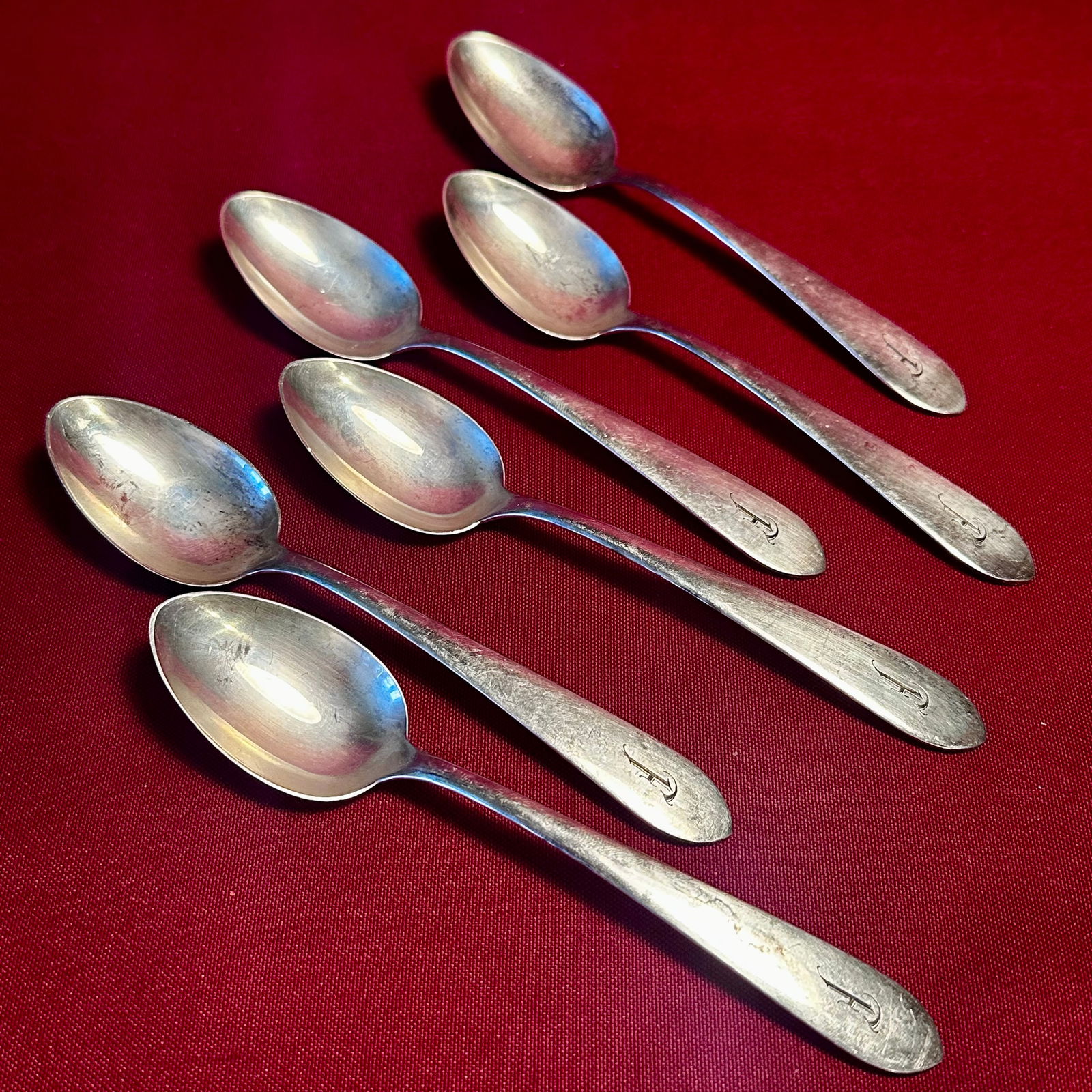 Six S. Kirk & Son Sterling Silver Spoons - Monogrammed - Approx 159 Grams (1 of 5)
