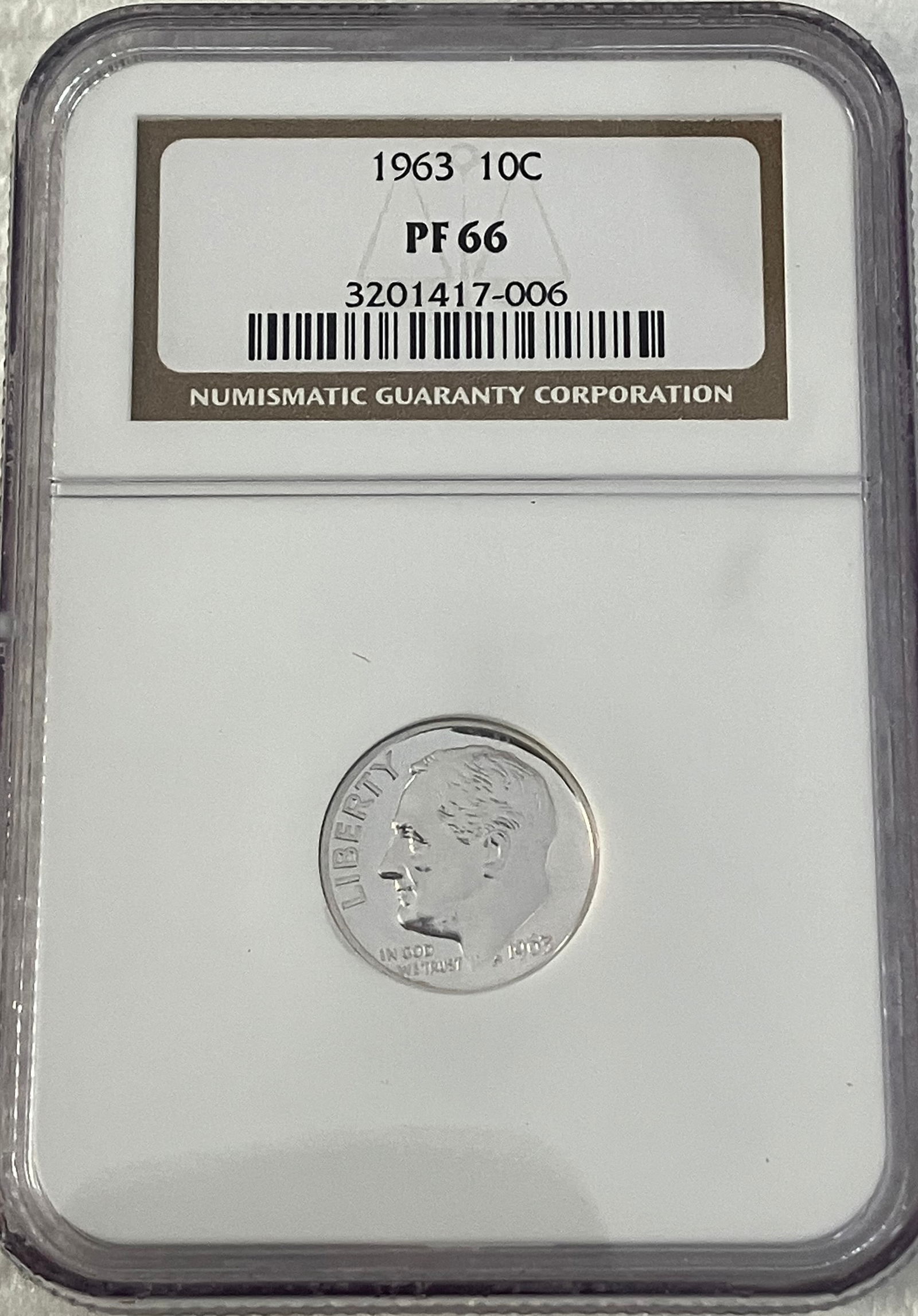 Graded 1963 Roosevelt Silver Dime - PF66 by NGC (1 of 3)