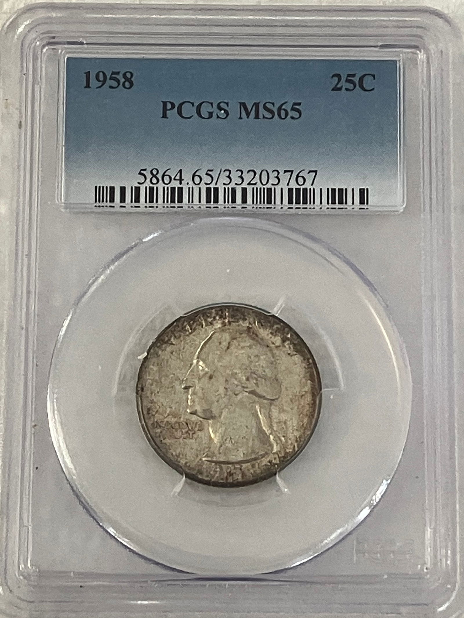Graded 1958-D Washington Silver Quarter - MS66 by PCGS (1 of 3)