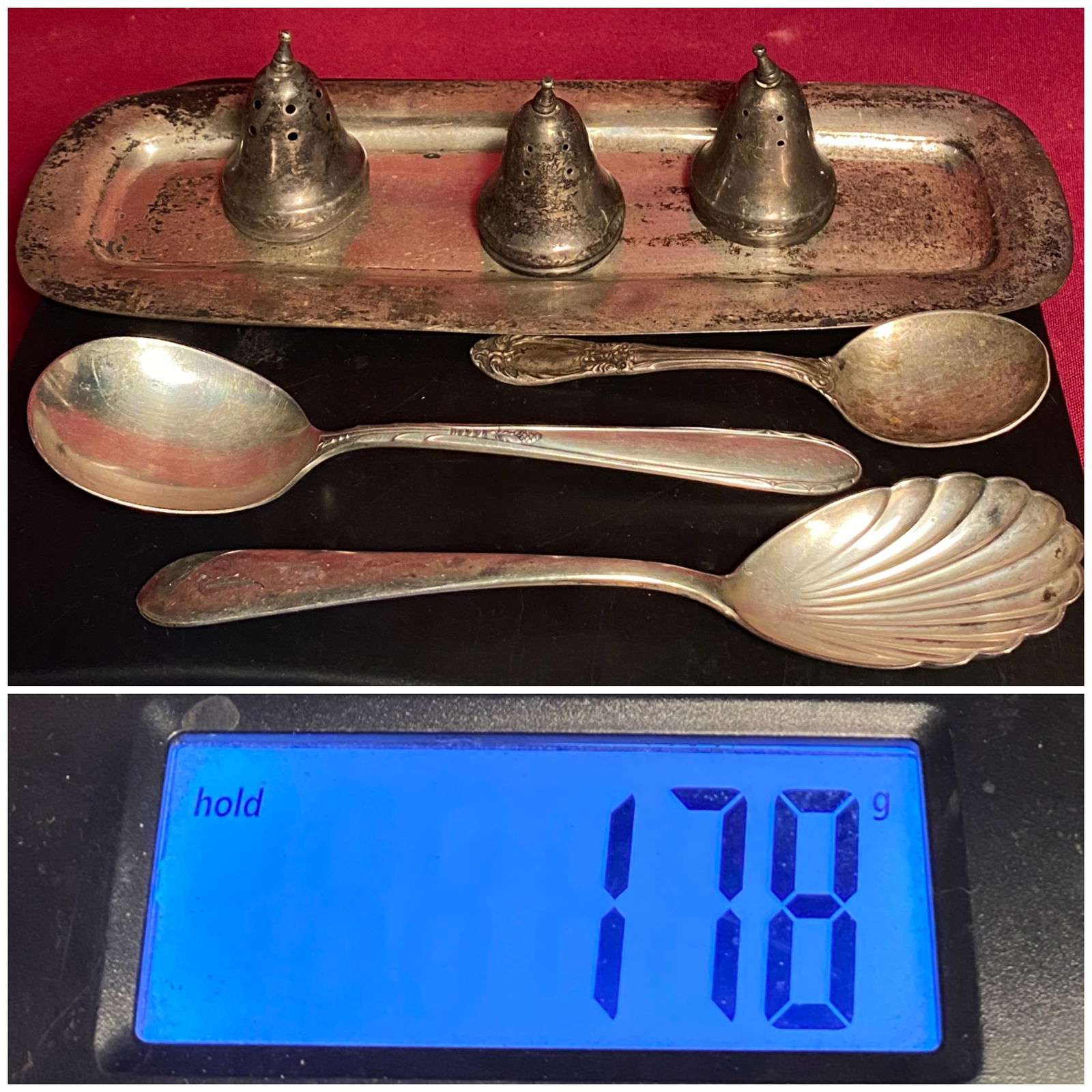 Sterling Silver Items - Approx 178 Grams - Spoons, Tray, Salt & Pepper (1 of 4)