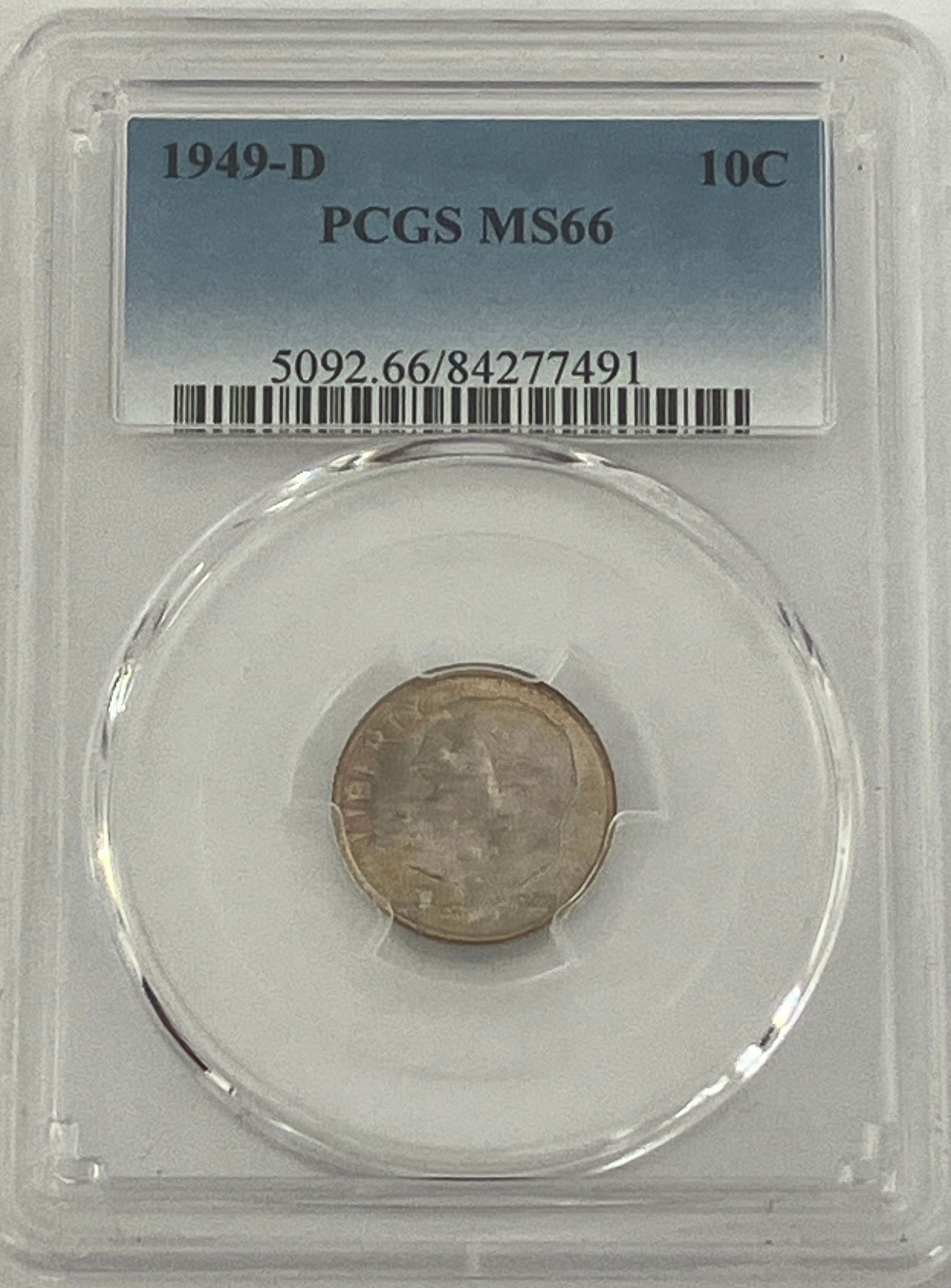 Graded 1949-D Roosevelt Silver Dime - MS66 by PCGS (1 of 3)