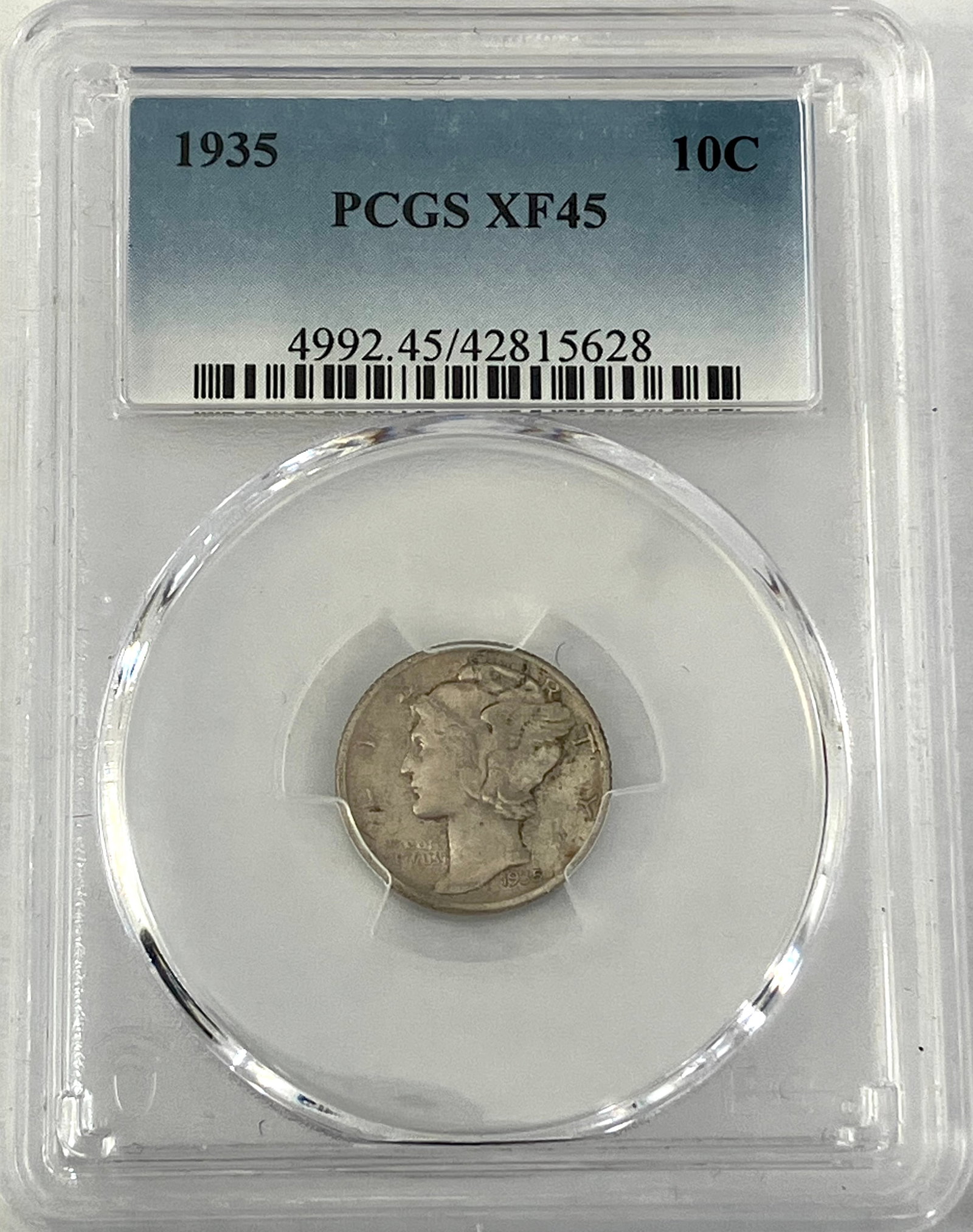 Graded 1935 Mercury Silver Dime - XF45 by PCGS (1 of 3)