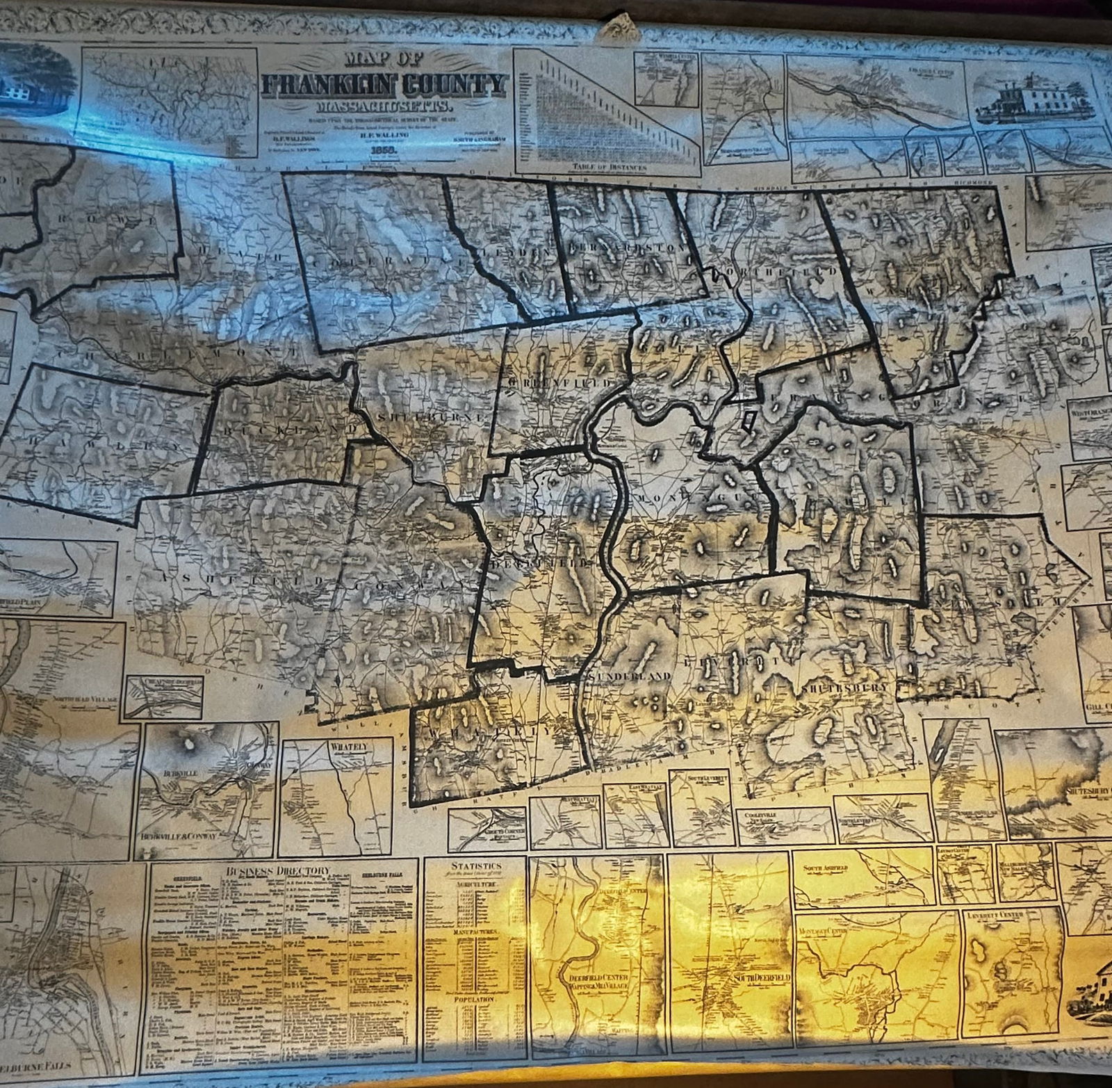 H.F. Walling 1858 Map of Franklin County, MASS - Approx 4'Tx5'3"W (1 of 7)