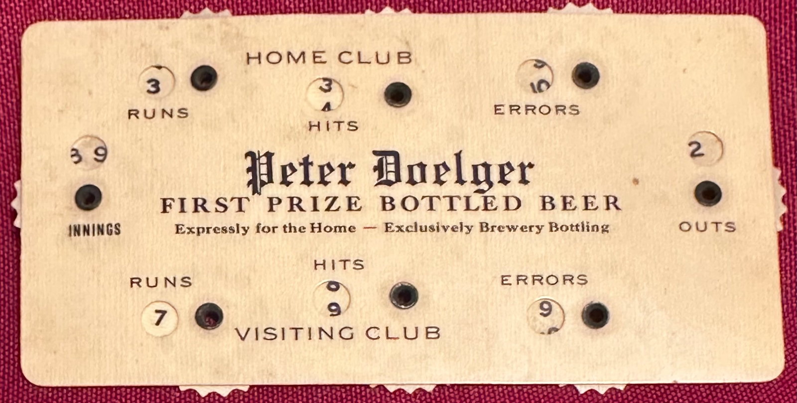 Celluloid Beer Advertising Pocket Baseball Counter (1 of 3)