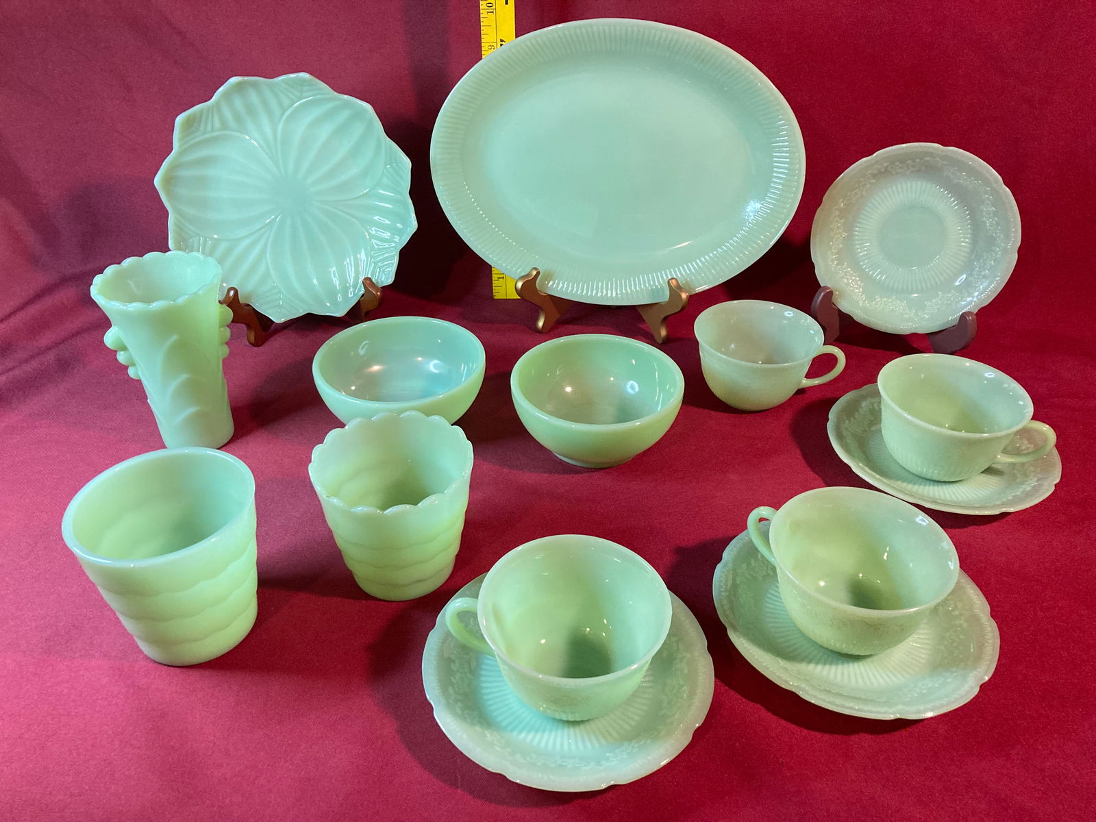 Fifteen Pieces of  Fire King Jadeite Glass - Platter, Bowls, Etc. (1 of 4)