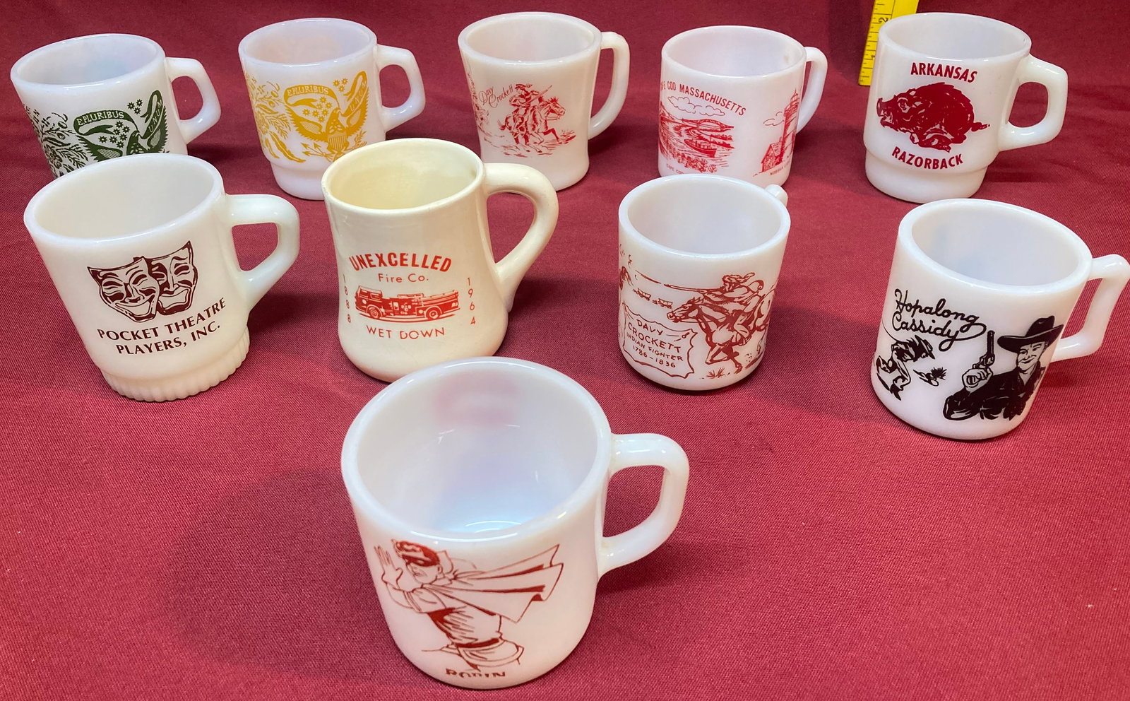 Various Character, Etc. Mugs - Davy Crockett, Hop-A-Long, Robin, Etc. - Fire King, Anchor Hocking, (1 of 4)