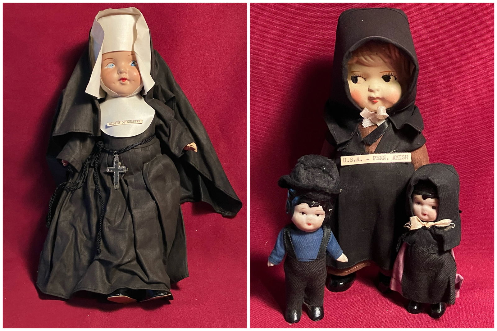 Three Amish Styled Dolls & Sister of Charity Nun Doll - Porcelain, Composite, Etc. Materials (1 of 5)