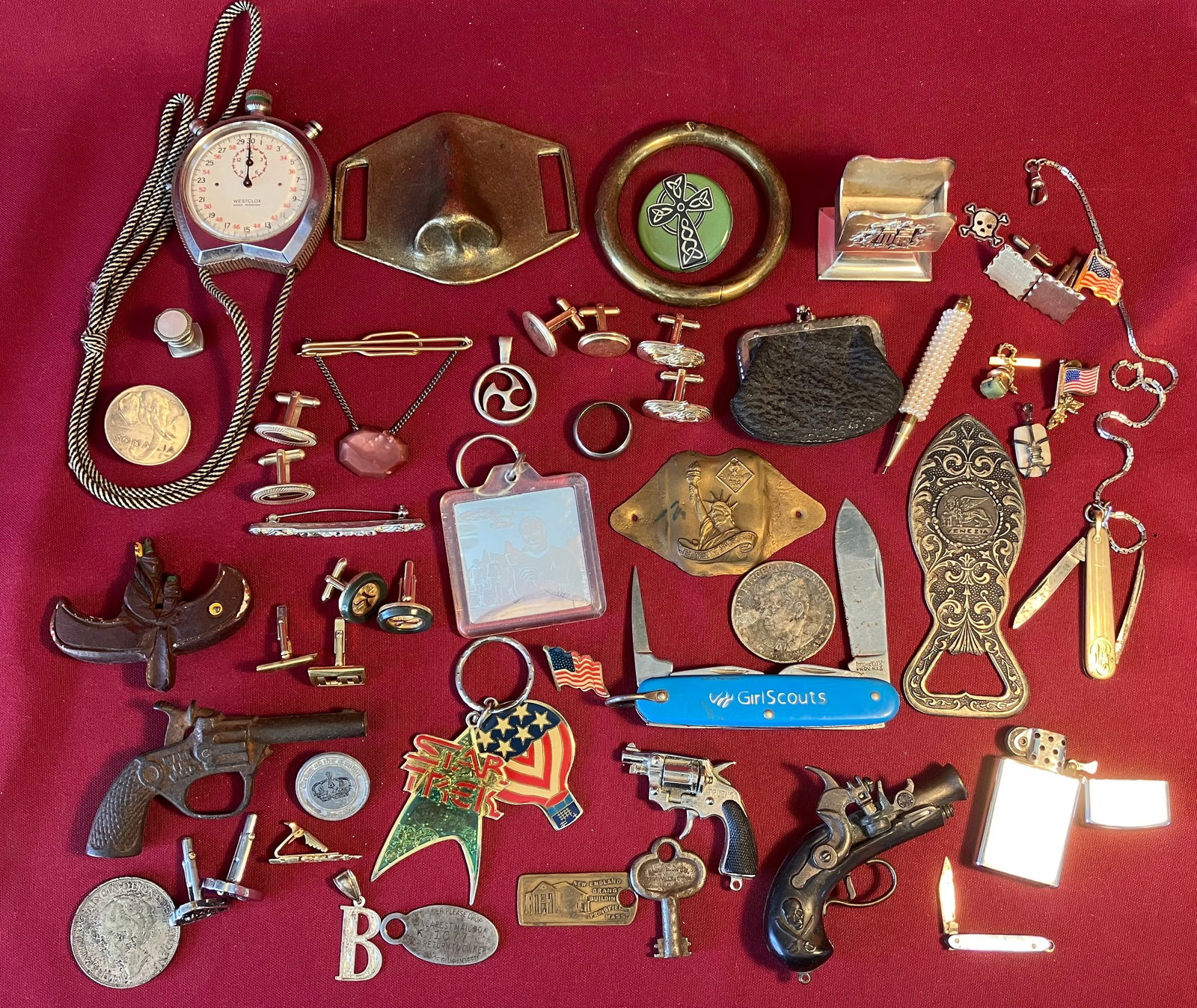 Great Lot of Assorted Smalls - Scouting, Cuff Links, Jewelry, Star Trek, Sterling, Etc. (1 of 8)