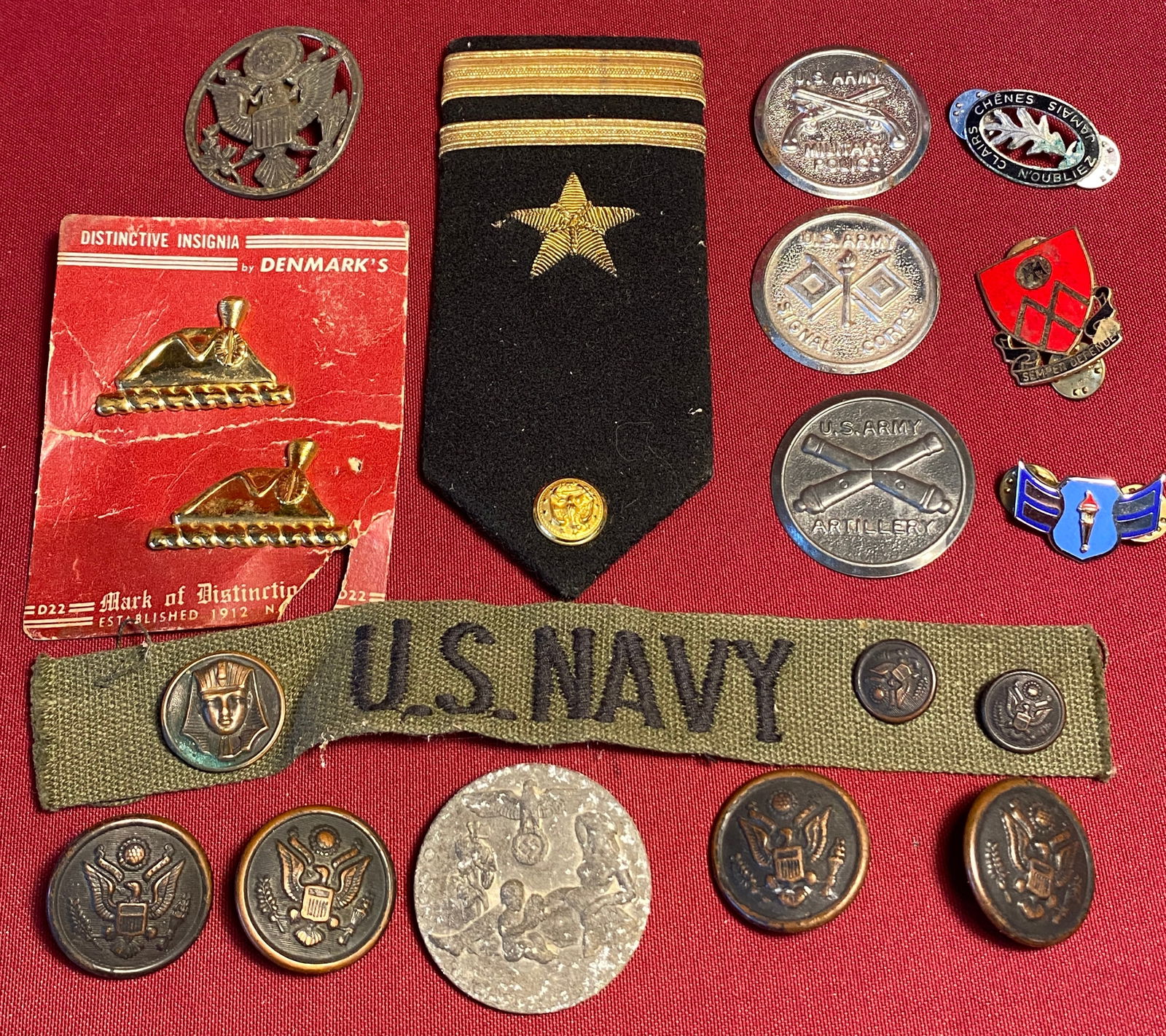 Military Pins, Patches, and Buttons - Including WWII German, U.S. Army, Navy, Etc. (1 of 6)