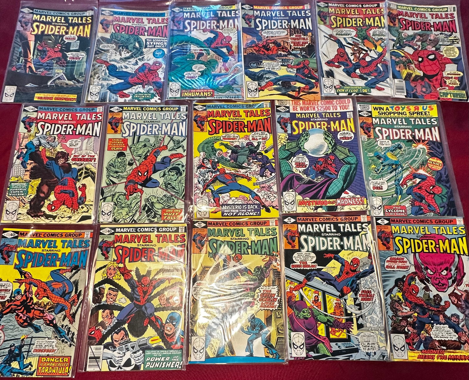 Sixteen Vintage Marvel Comic Books - ' Marvel Tales Starring Spider-Man' - No. 111-124, 126, 127: Sixteen Vintage Marvel Comic Books - ' Marvel Tales Starring Spider-Man' - No. 111-124, 126, 127