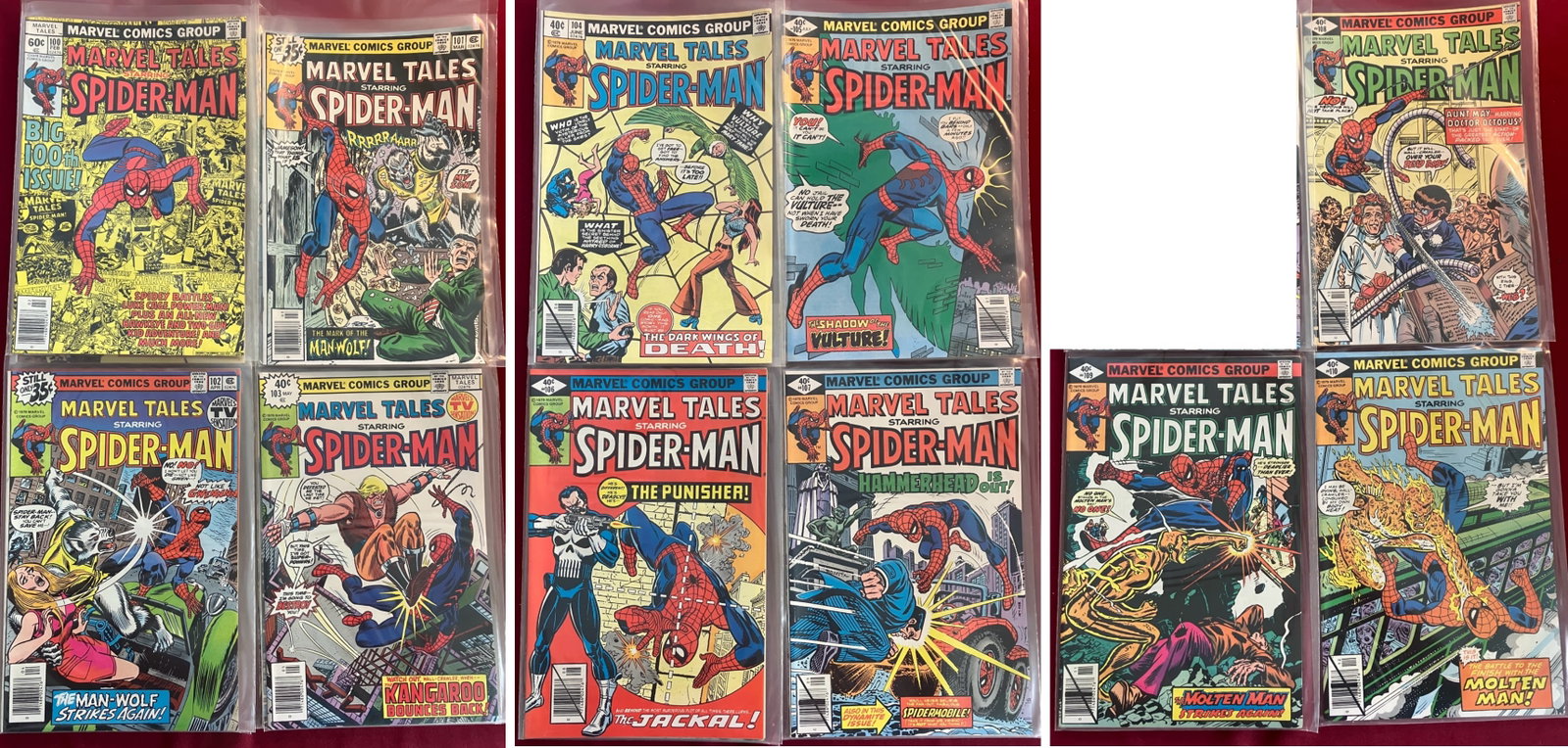 Eleven Marvel Comic Books - 'Marvel Tales Starring Spider-Man' - No. 100-110: Eleven Marvel Comic Books - 'Marvel Tales Starring Spider-Man' - No. 100-110