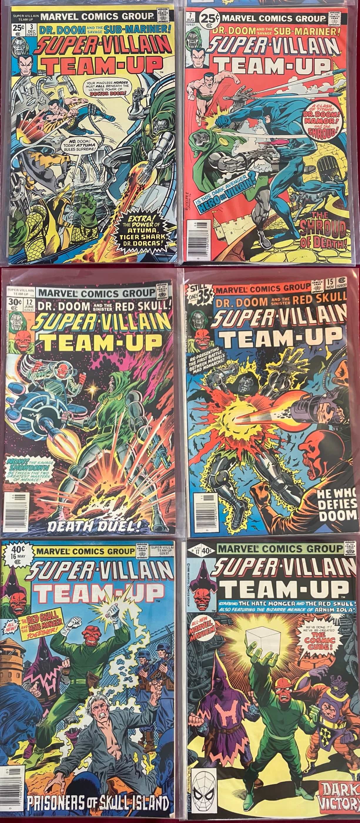 Six Marvel Comic Books - 'Super-Villain Team-Up' - No. 3, 7, 12, 15-17 (1 of 3)
