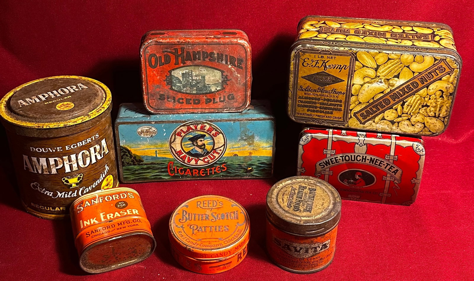 Older Advertising Tins - Tobacco, Tea, Candy, Nuts, Etc.: Older Advertising Tins - Tobacco, Tea, Candy, Nuts, Etc.