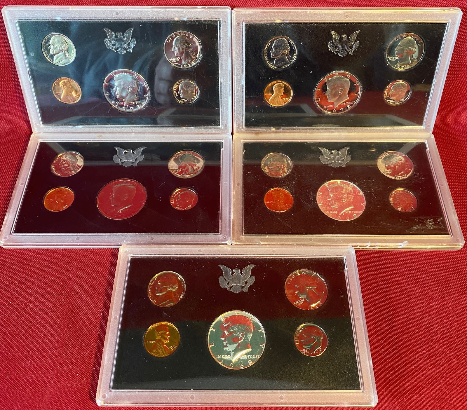 Five U.S. Mint Proof Sets - 1968, 1969, 1971, (2) 1972 - No Boxes (1 of 3)