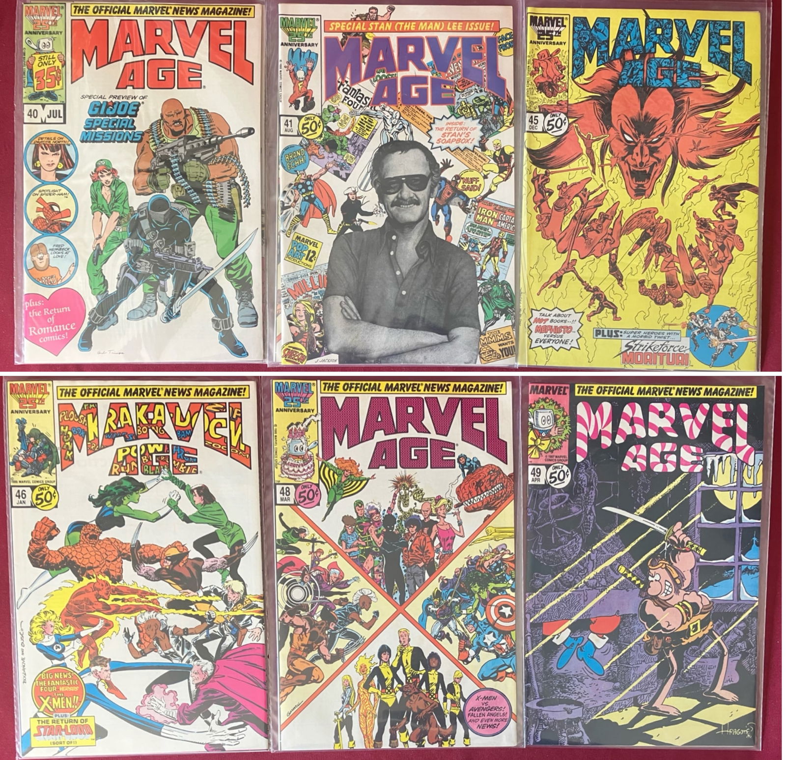 Six Marvel Comic Books - 'Marvel Age' - No. 40, 41, 45, 46, 48, 49 (1 of 3)