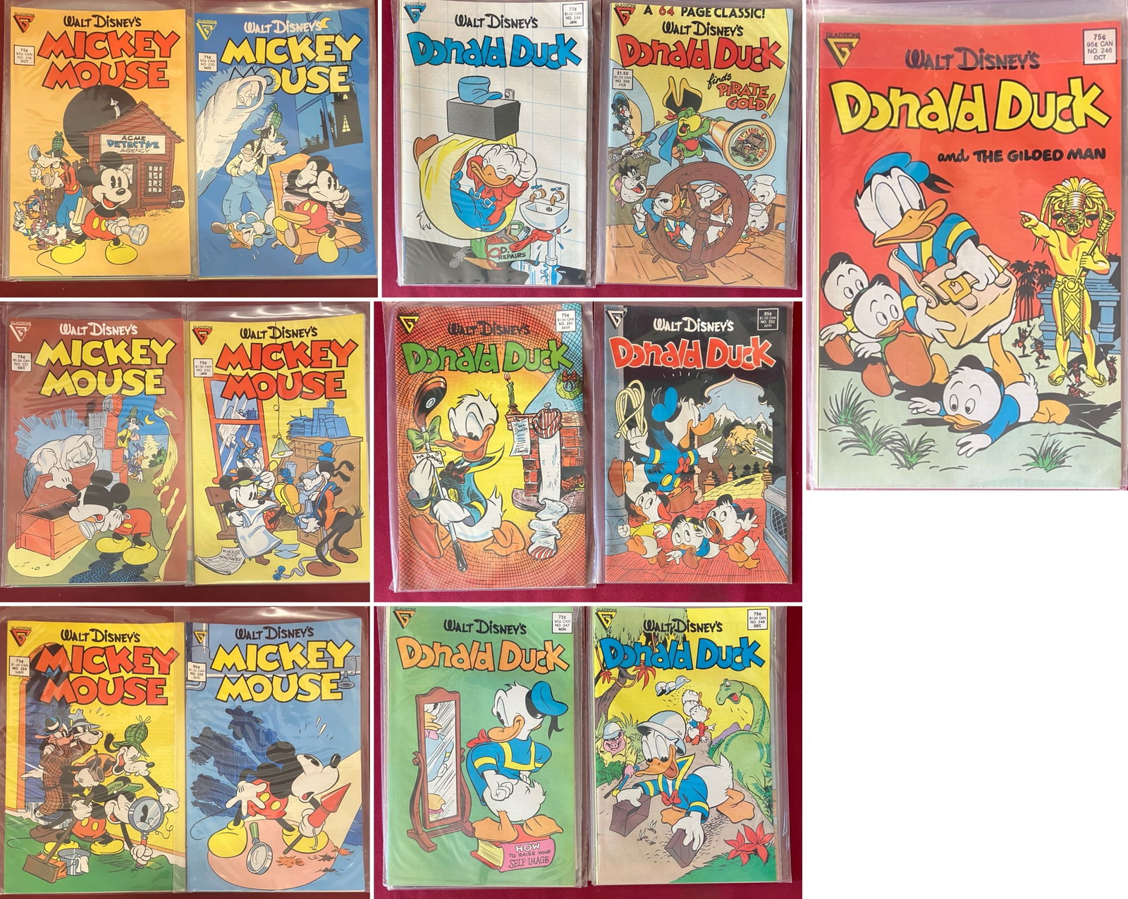 Twelve Vintage Walt Disney Comic Books - 'Mickey Mouse' No. 219-222, 224, 225 & 'Donald Duck' No. (1 of 8)