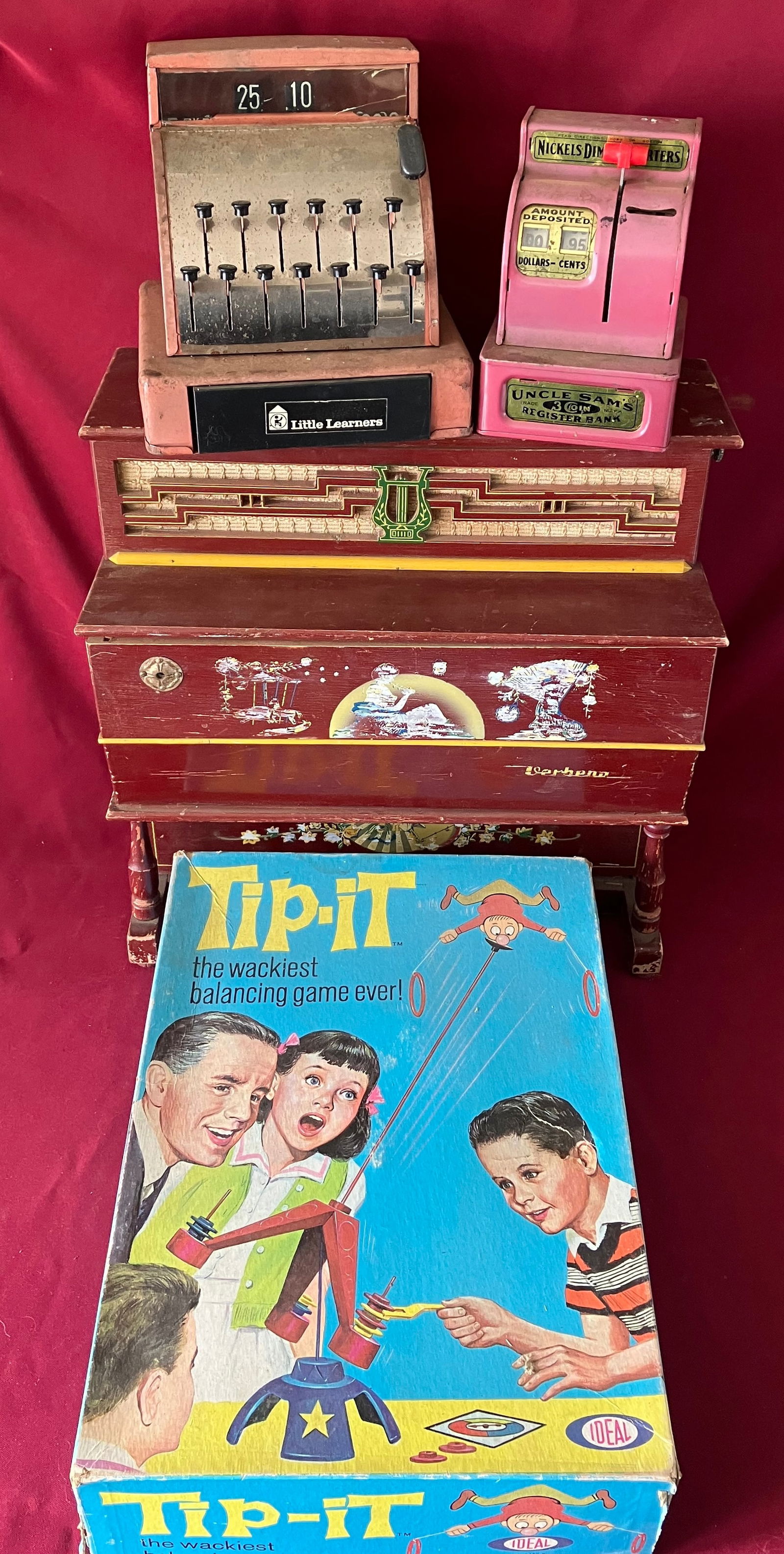 Assorted Vintage Toys - Small Player Piano, Cash Registers, Game - Condition Issues (1 of 8)