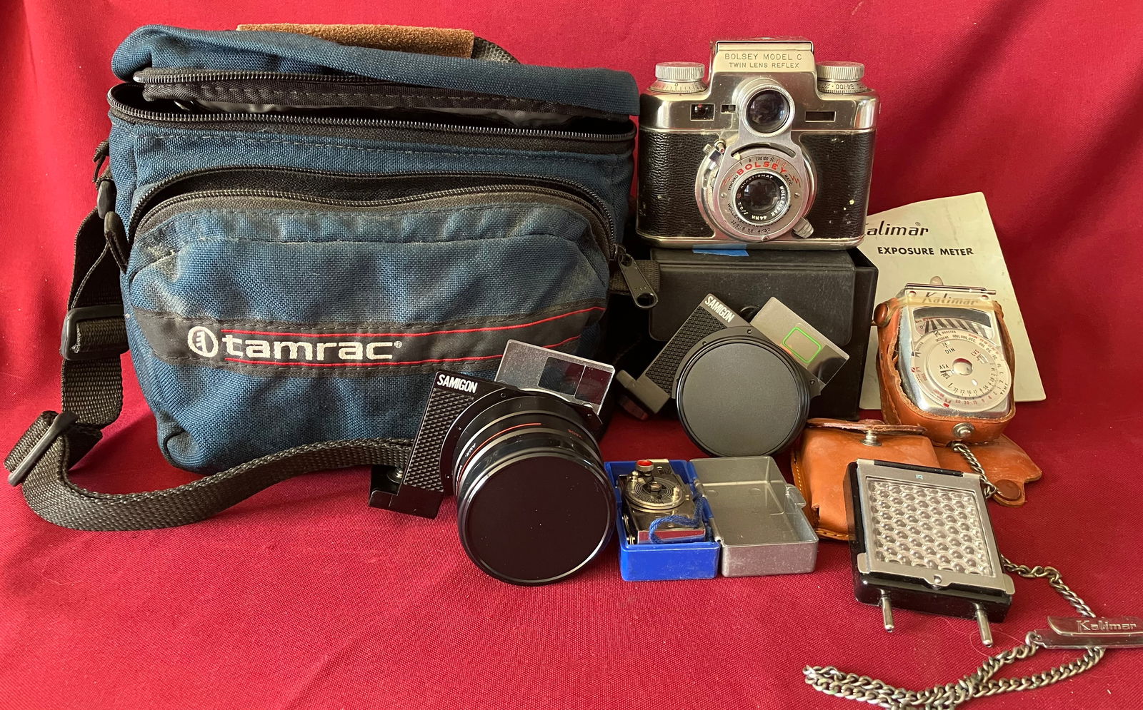 Camera and Camera Accessories - Bolsey Model C Twin Lens Reflex, Kalimar Meter, Samigon, Etc. (1 of 7)