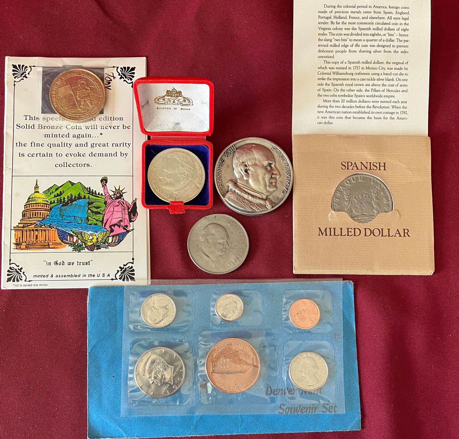 Various Tokens and Coins - Pope Commemoratives, Apollo 11, Denver Mint Set, Etc. (1 of 6)