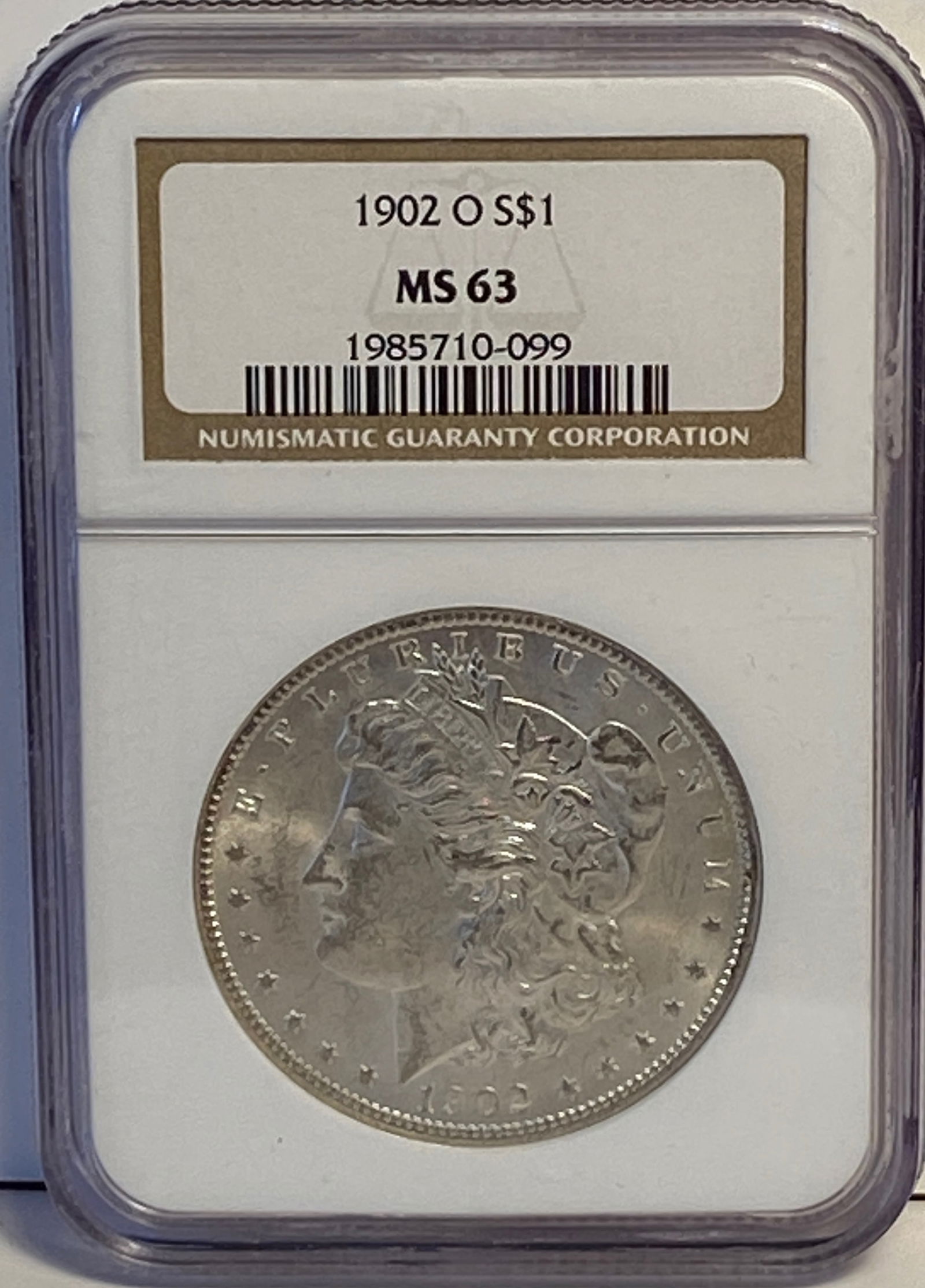 Graded 1902-O Morgan Silver Dollar - MS63 by NGC (1 of 3)