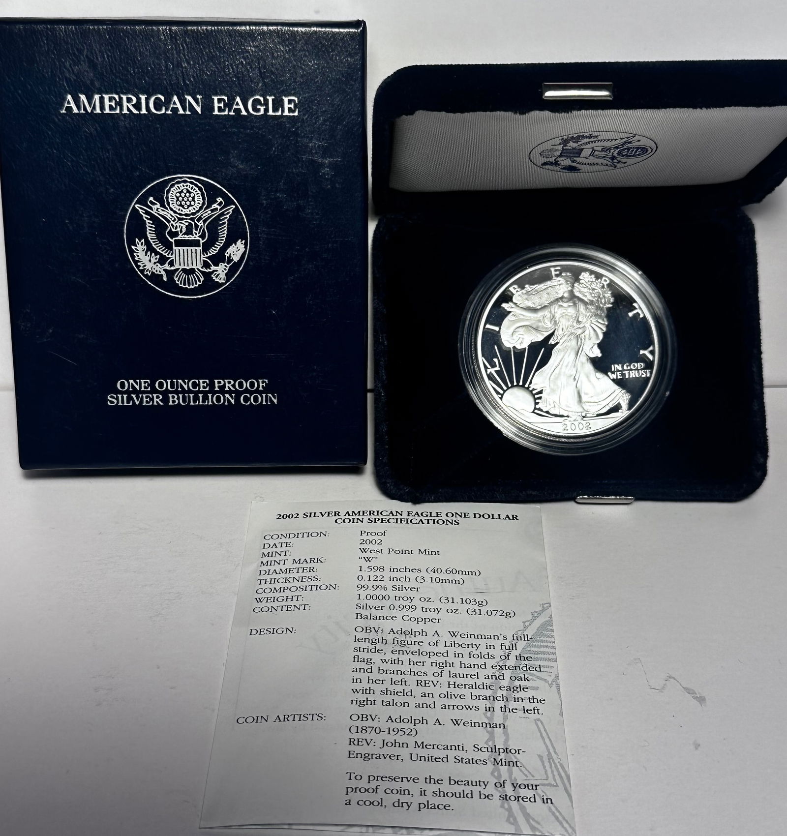 2002-W One Ounce .999 Fine Silver Eagle (1 of 3)