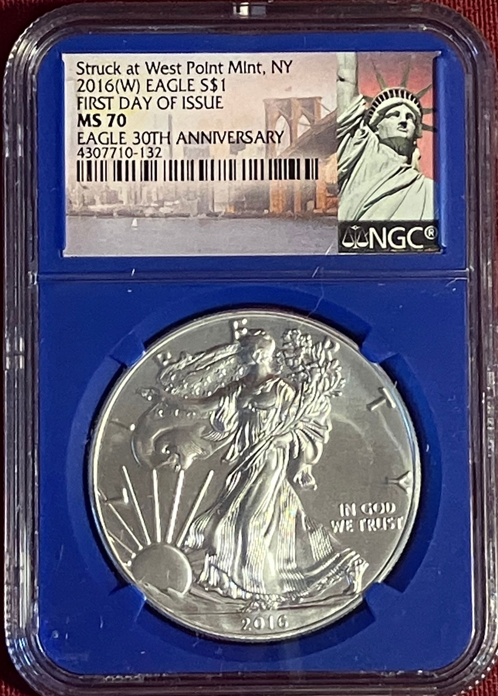 Graded 2016(W) One Ounce .999 Fine Silver Eagle - Struck at West Point Mint - First Day of Issue - (1 of 3)