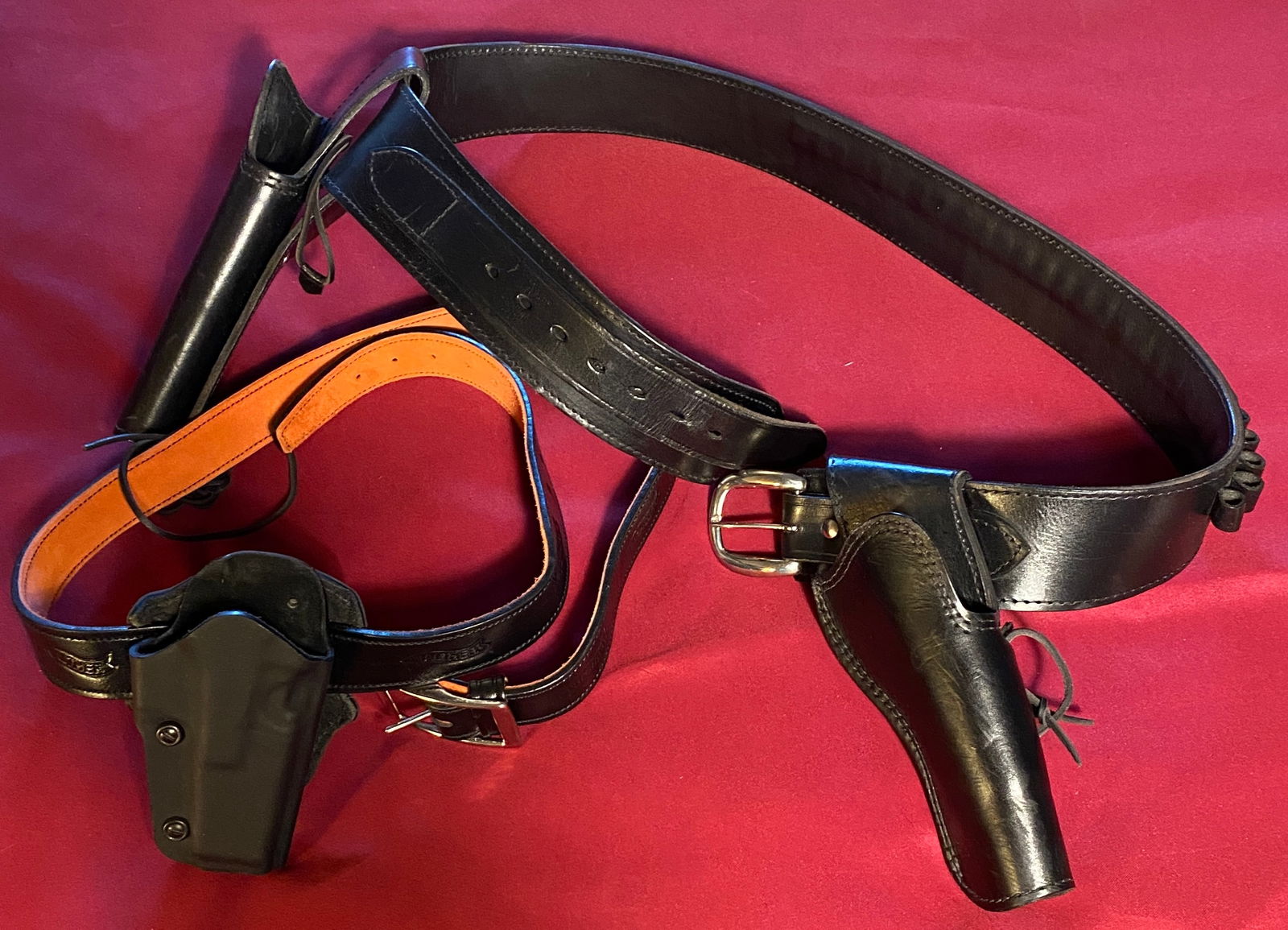 Two Black Leather Holsters with Belts - Walther and Kirkpatirick - Handcrafted (1 of 6)