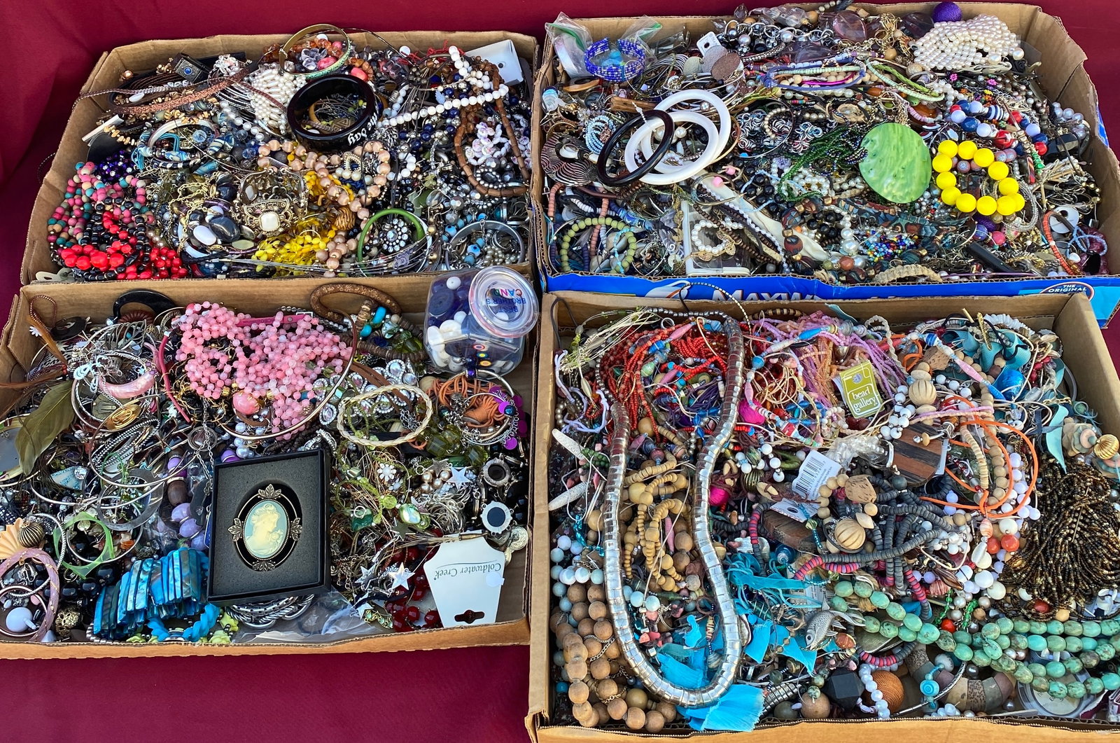 Four Large Flats Full of Older, Vintage, and Costume Jewelry: Four Large Flats Full of Older, Vintage, and Costume Jewelry