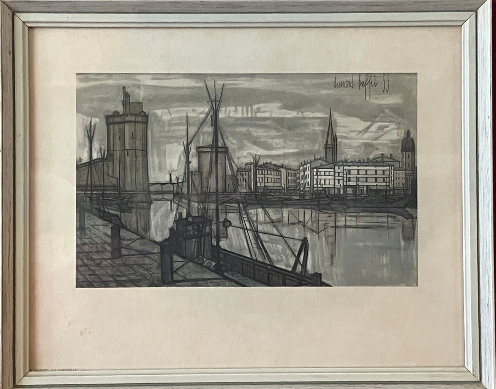 Bernard Buffet 'La Rochelle' Framed Print - Overall 13"Wx11"T: Bernard Buffet 'La Rochelle' Framed Print - Overall 13"Wx11"T