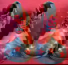 Very Early Leather Red & Black Clown Shoes - with Star Design