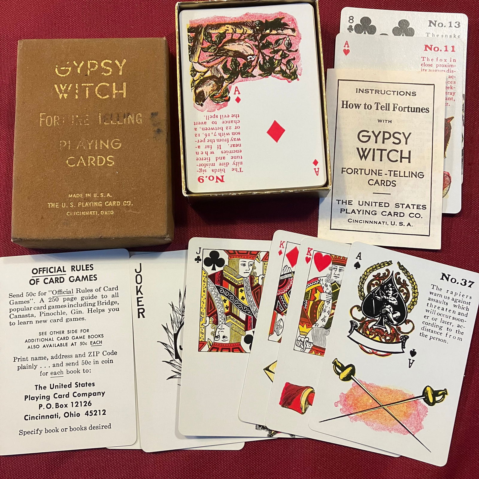 Older Gypsy Witch Fortune Telling Playing Cards - Great Condition/Complete - U.S. Playing Card Co. (1 of 7)