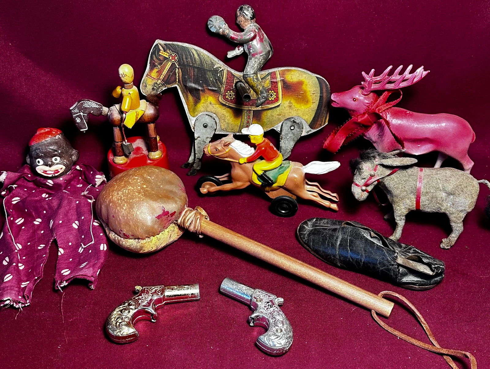 Old Toys, Etc. - Horses, Push Toy, Toy Pistols, Animals, Etc.: Old Toys, Etc. - Horses, Push Toy, Toy Pistols, Animals, Etc.