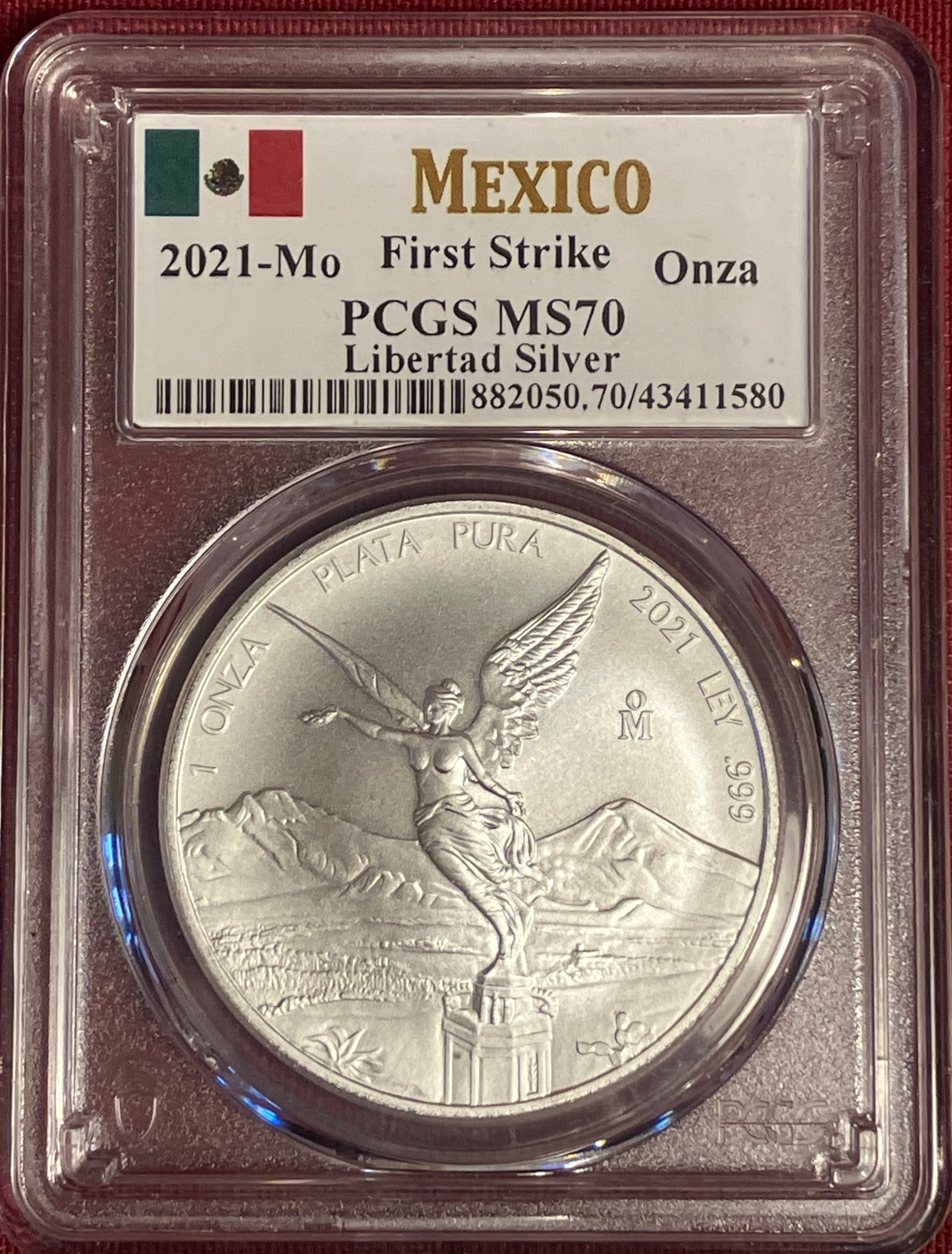 Graded 2021-Mo Mexico One Ounce .999 Fine Silver Libertad - First Strike - MS70 by NGC: Graded 2021-Mo Mexico One Ounce .999 Fine Silver Libertad - First Strike - MS70 by NGC
