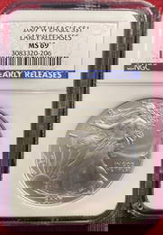 Graded 2007-W One Ounce .999 Fine Silver Eagle - MS69 by NGC