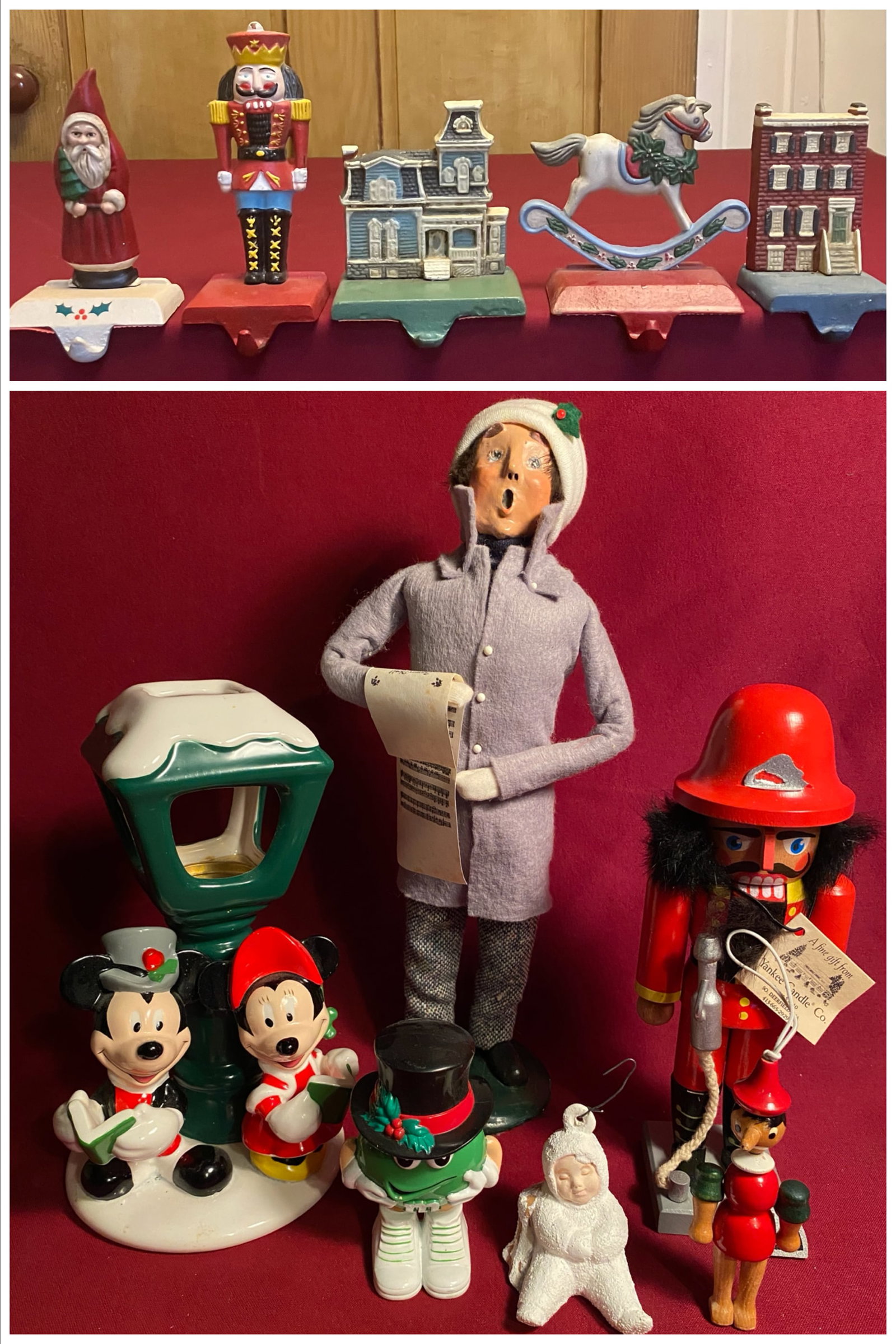Assorted Christmas Collectibles - Mantel Stocking Holders, Mickey & Minnie, Nutcracker, Byer's (1 of 5)