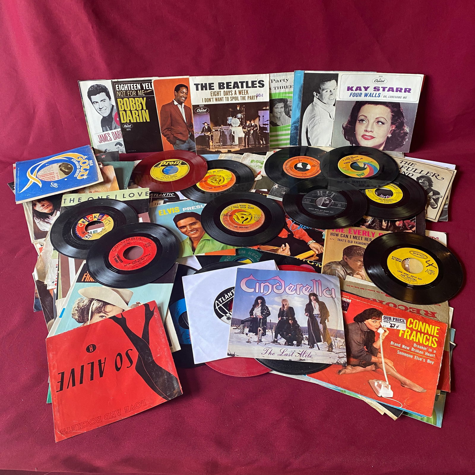 Many Assorted 45 Vinyl Record Sleeves - Some with Records (1 of 6)