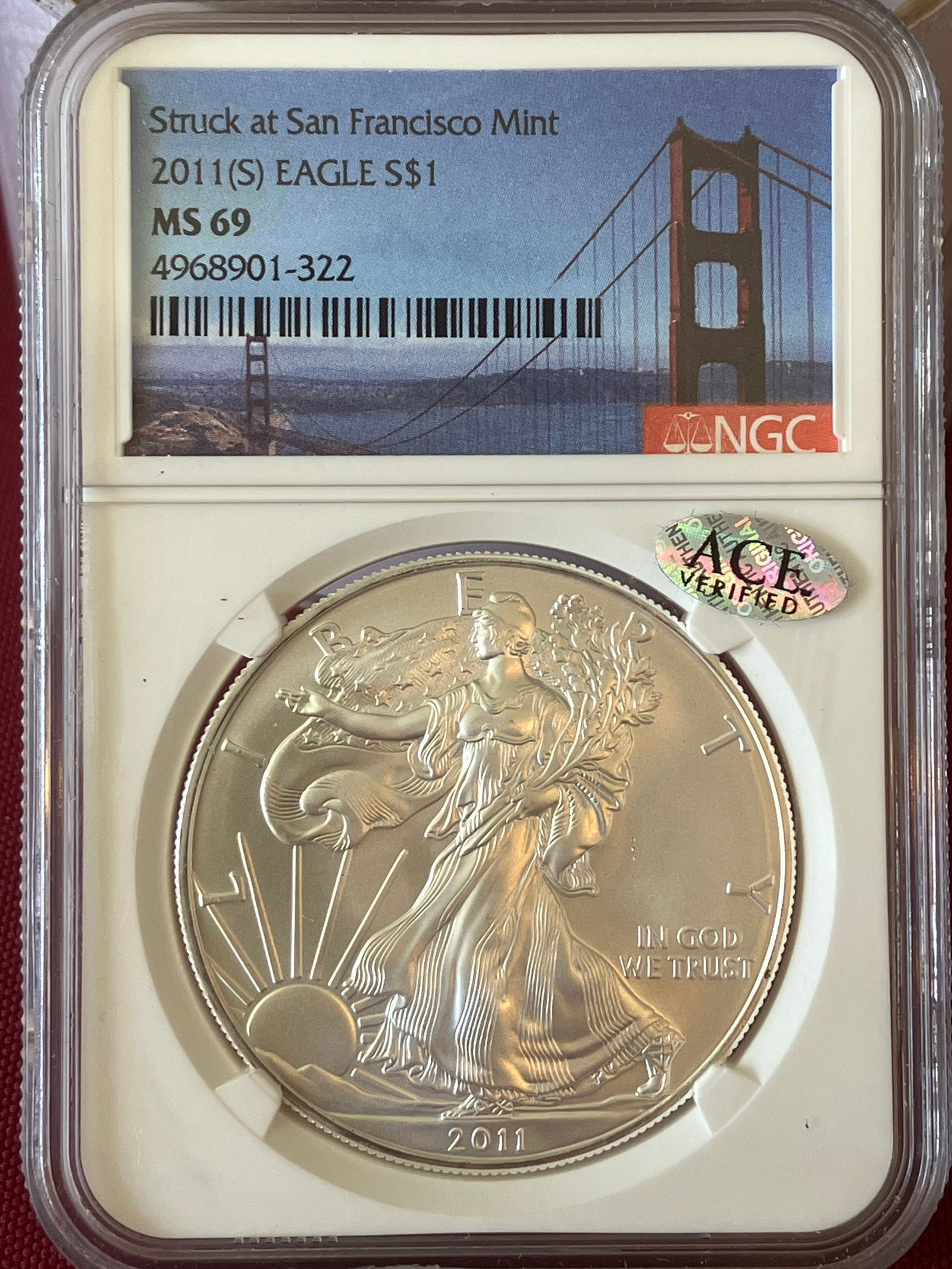 Graded 2011-S One Ounce .999 Fine Silver Eagle - MS69 by NGC (1 of 3)