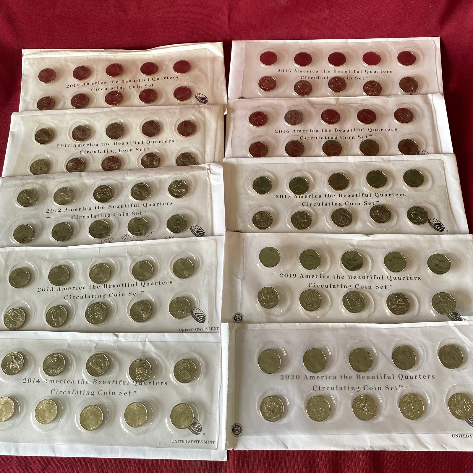 Eleven U.S. Mint Circulating America the Beautiful Quarter Sets - (2) 2010, 2011-2020 (1 of 5)