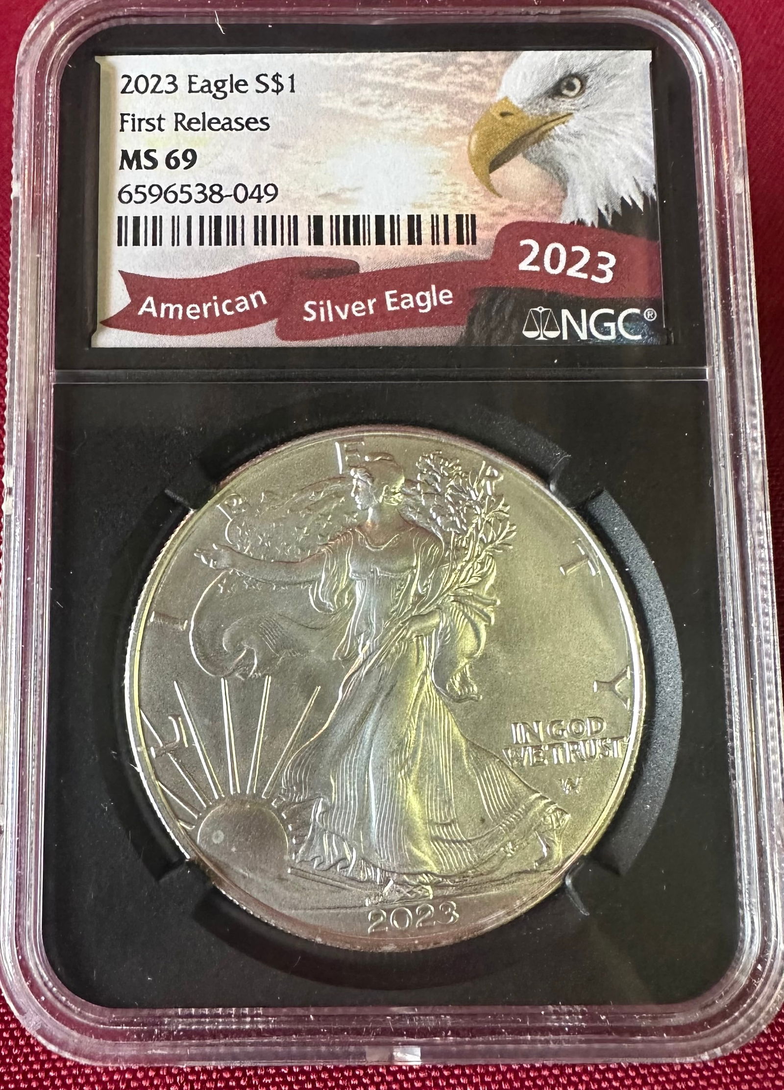 Graded 2023 One Ounce .999 Fine Silver Eagle - First Strike - MS69 by NGC (1 of 3)