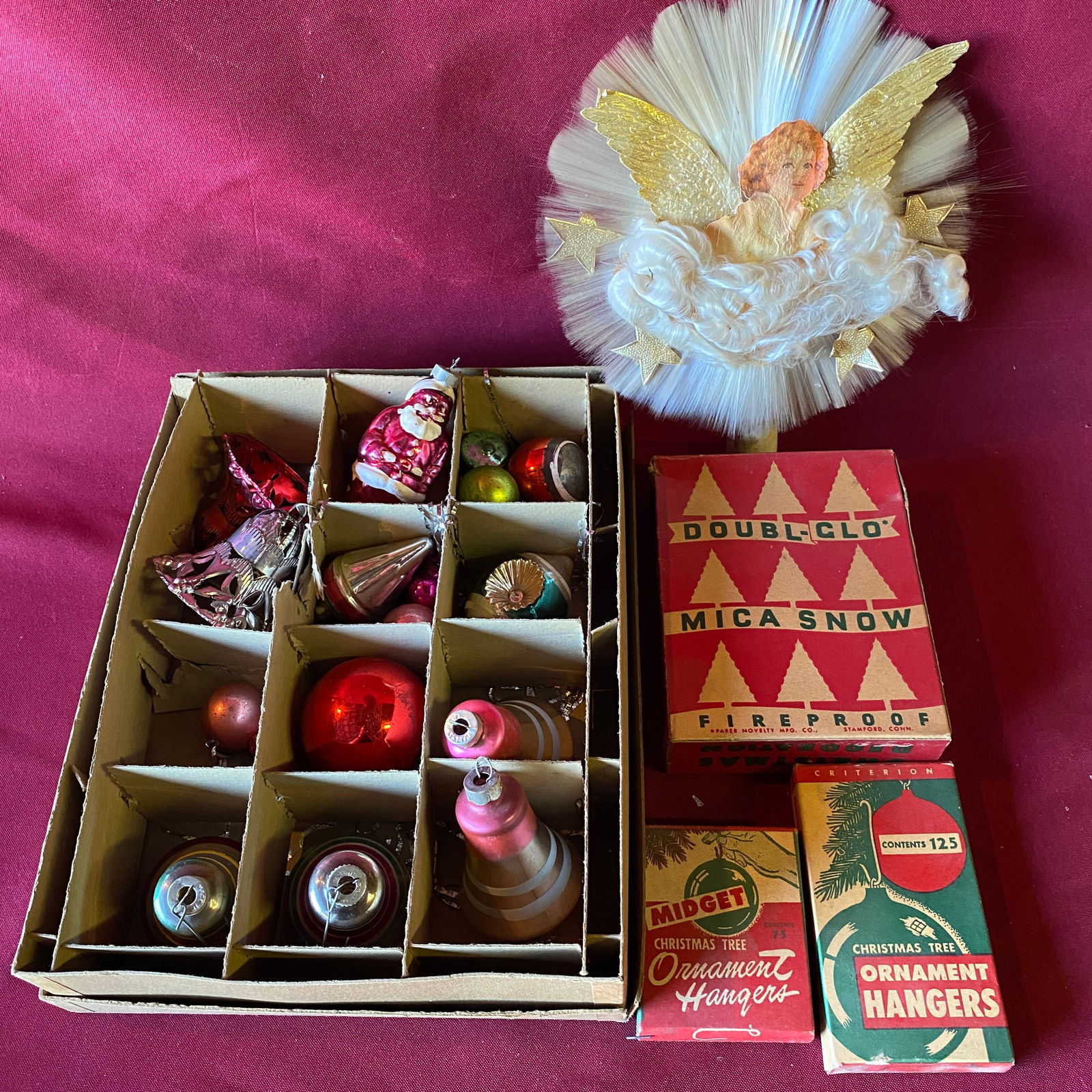 Old Christmas Ornaments - Including Glass Santa & Old Tree Topper (1 of 5)